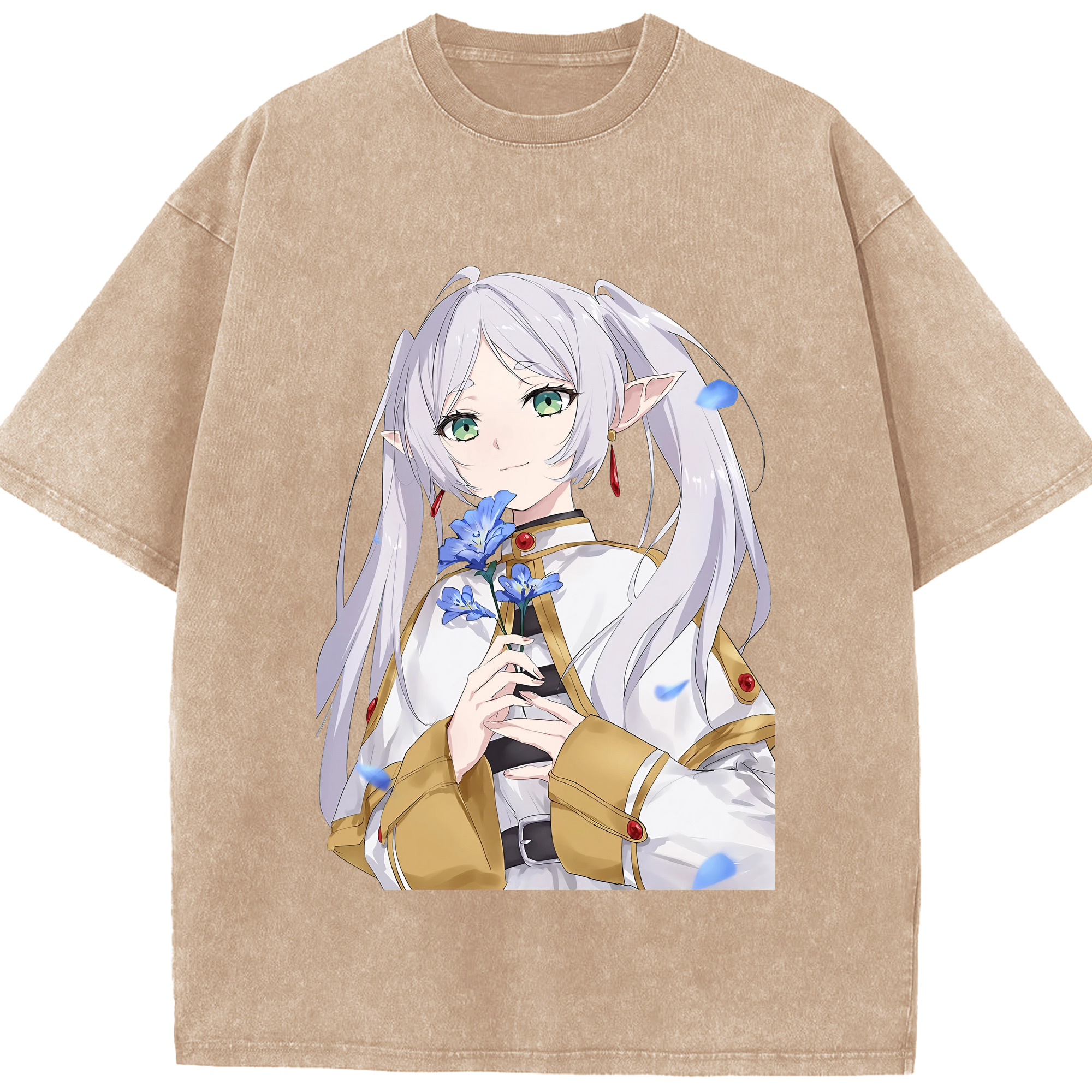 （画像用） 葬送のフリーレン Frieren 綿100% ヴィンテージ風 半袖Tシャツ（フロントプリント）