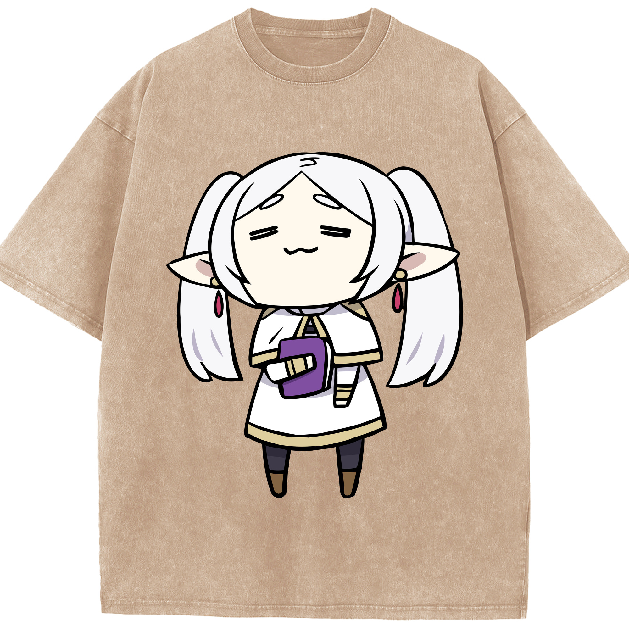 （画像用） 葬送のフリーレン Frieren 綿100% ヴィンテージ風 半袖Tシャツ（フロントプリント）