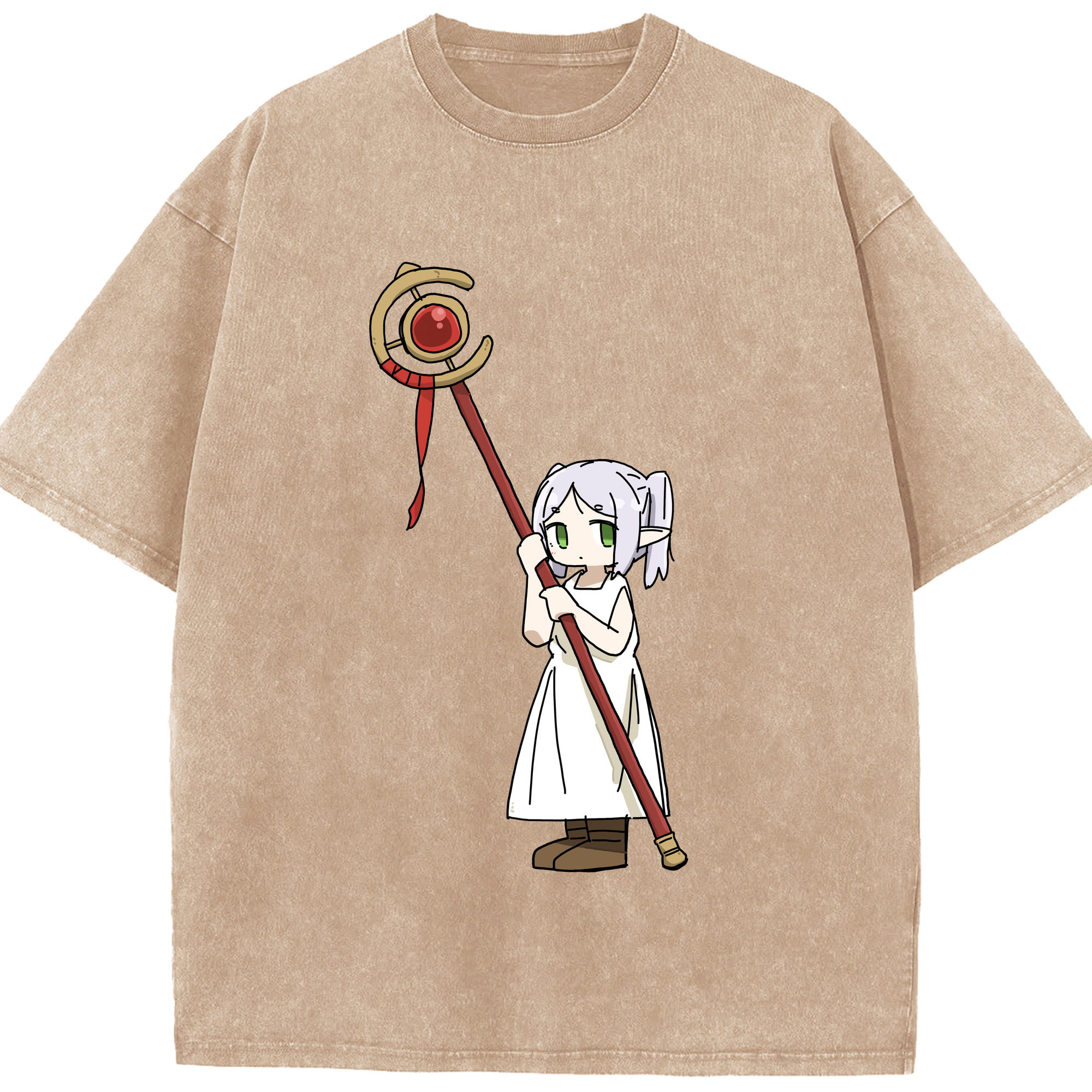 （画像用） 葬送のフリーレン Frieren 綿100% ヴィンテージ風 半袖Tシャツ（フロントプリント）