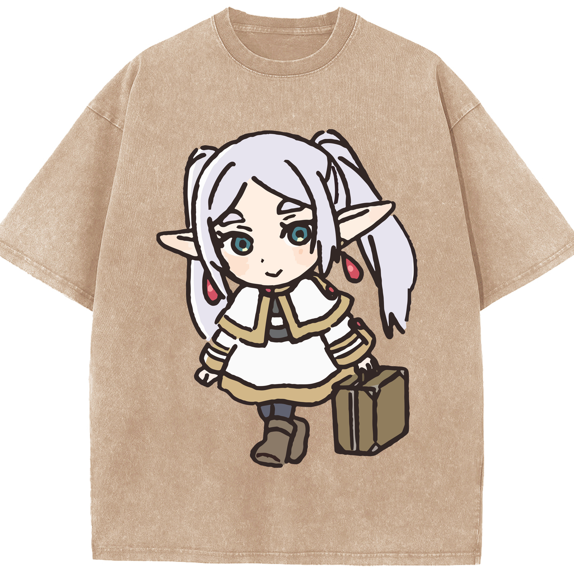 （画像用） 葬送のフリーレン Frieren 綿100% ヴィンテージ風 半袖Tシャツ（フロントプリント）