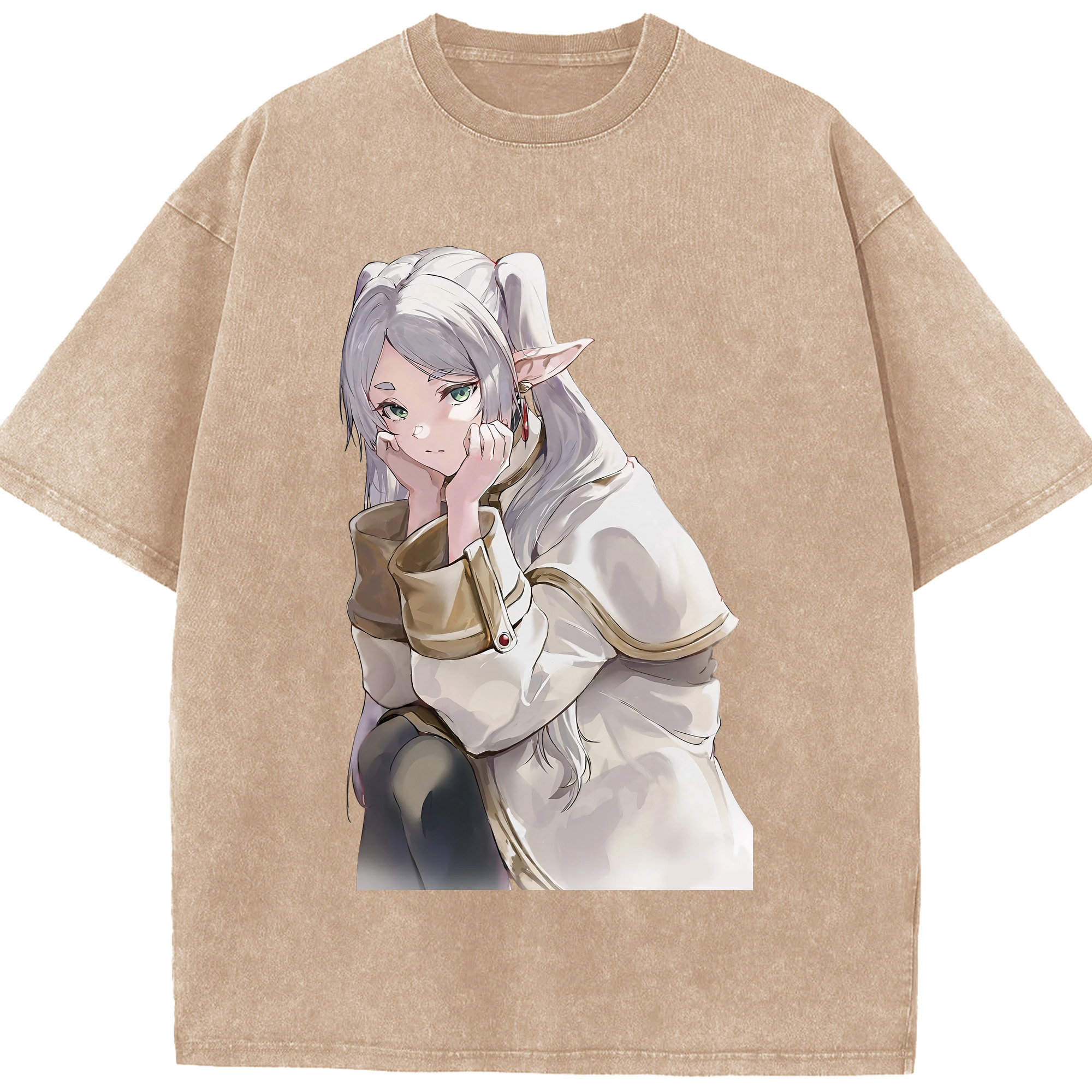 （画像用） 葬送のフリーレン Frieren 綿100% ヴィンテージ風 半袖Tシャツ（フロントプリント）