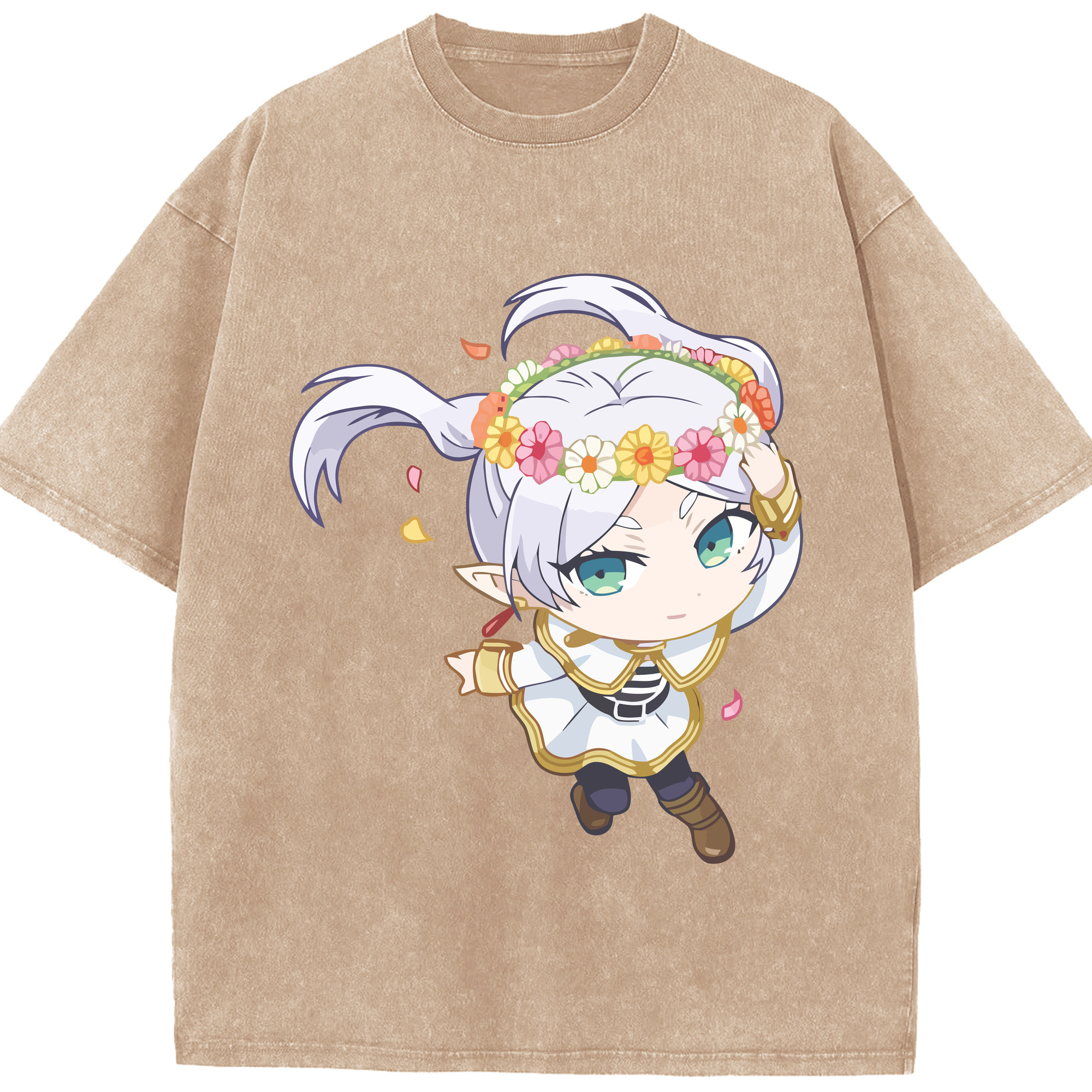 （画像用） 葬送のフリーレン Frieren 綿100% ヴィンテージ風 半袖Tシャツ（フロントプリント）