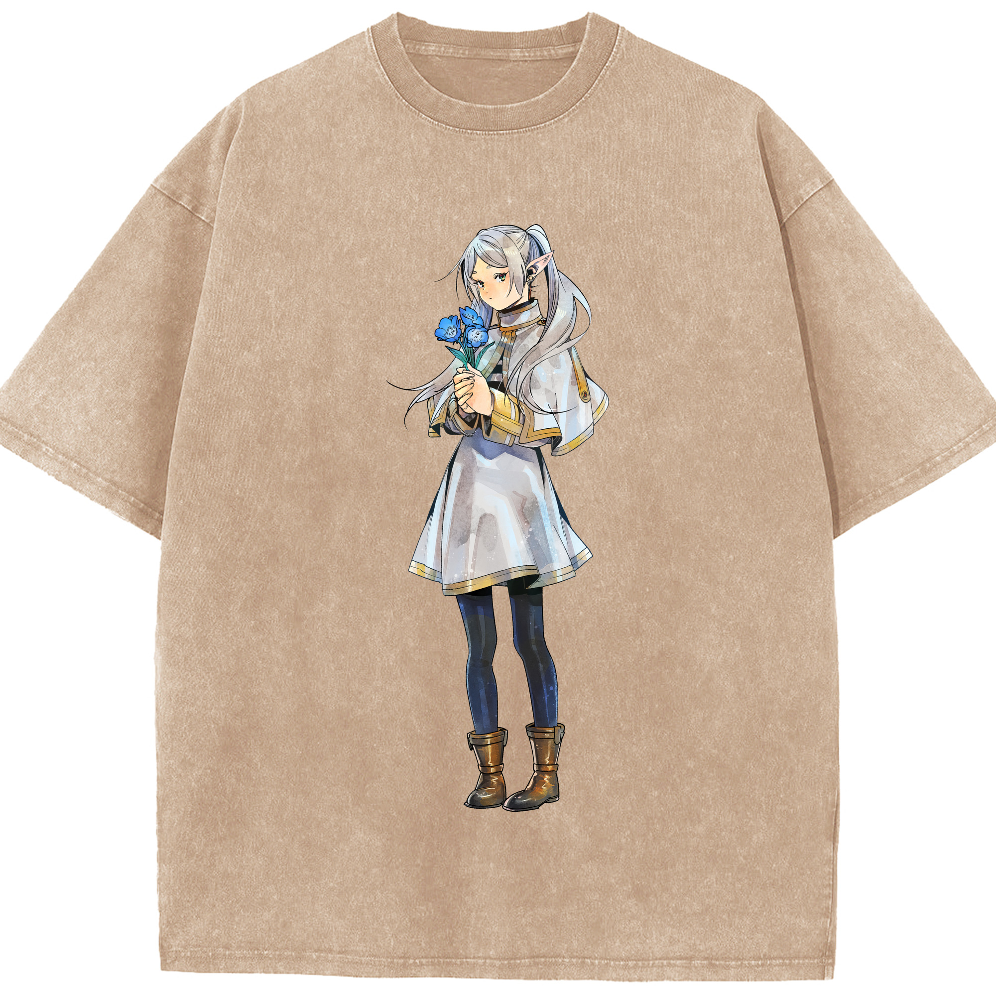 （画像用） 葬送のフリーレン Frieren 綿100% ヴィンテージ風 半袖Tシャツ（フロントプリント）