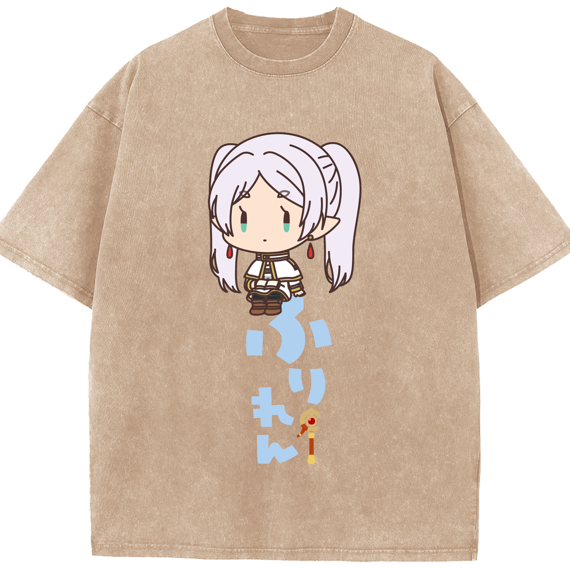 （画像用） 葬送のフリーレン Frieren 綿100% ヴィンテージ風 半袖Tシャツ（フロントプリント）