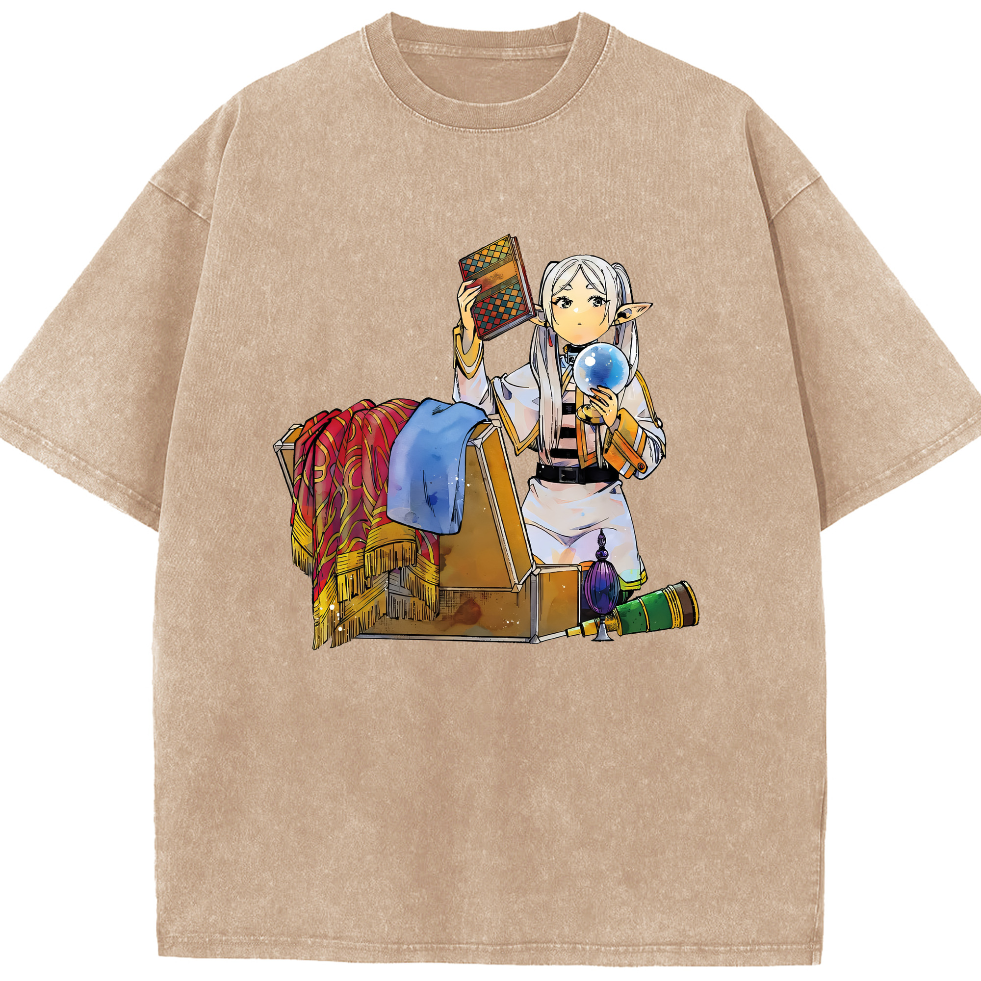 （画像用） 葬送のフリーレン Frieren 綿100% ヴィンテージ風 半袖Tシャツ（フロントプリント）