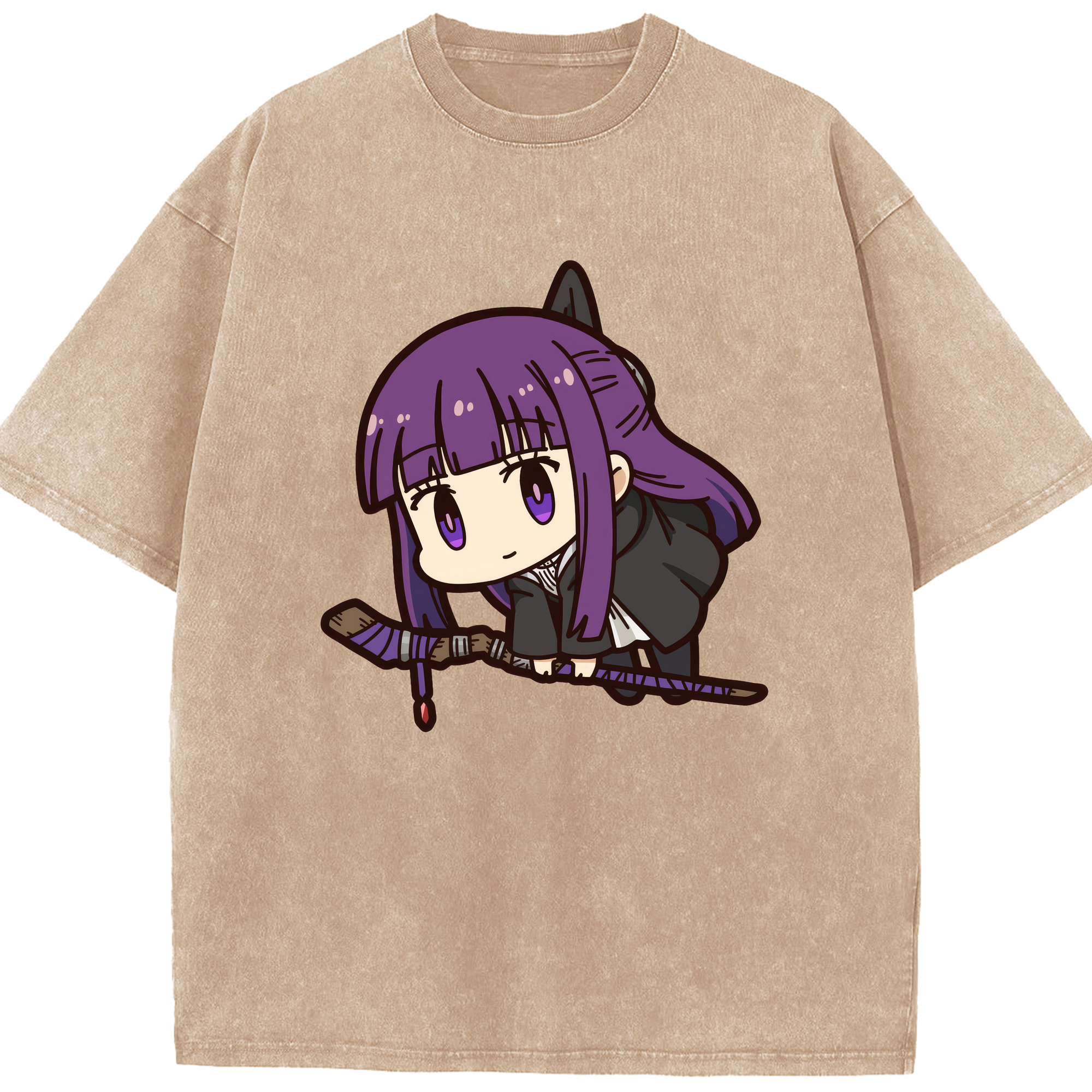 （画像用） 葬送のフリーレン Frieren 綿100% ヴィンテージ風 半袖Tシャツ（フロントプリント）