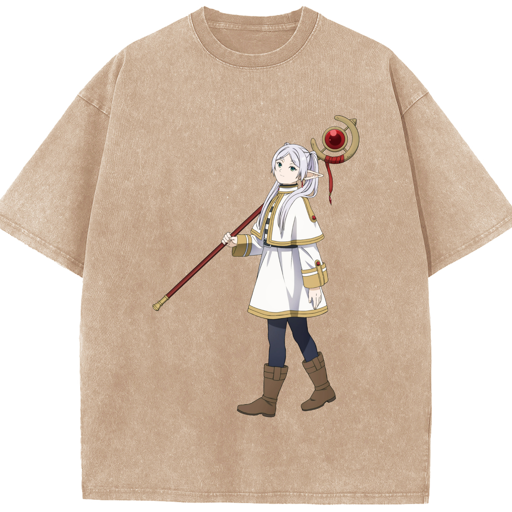 （画像用） 葬送のフリーレン Frieren 綿100% ヴィンテージ風 半袖Tシャツ（フロントプリント）