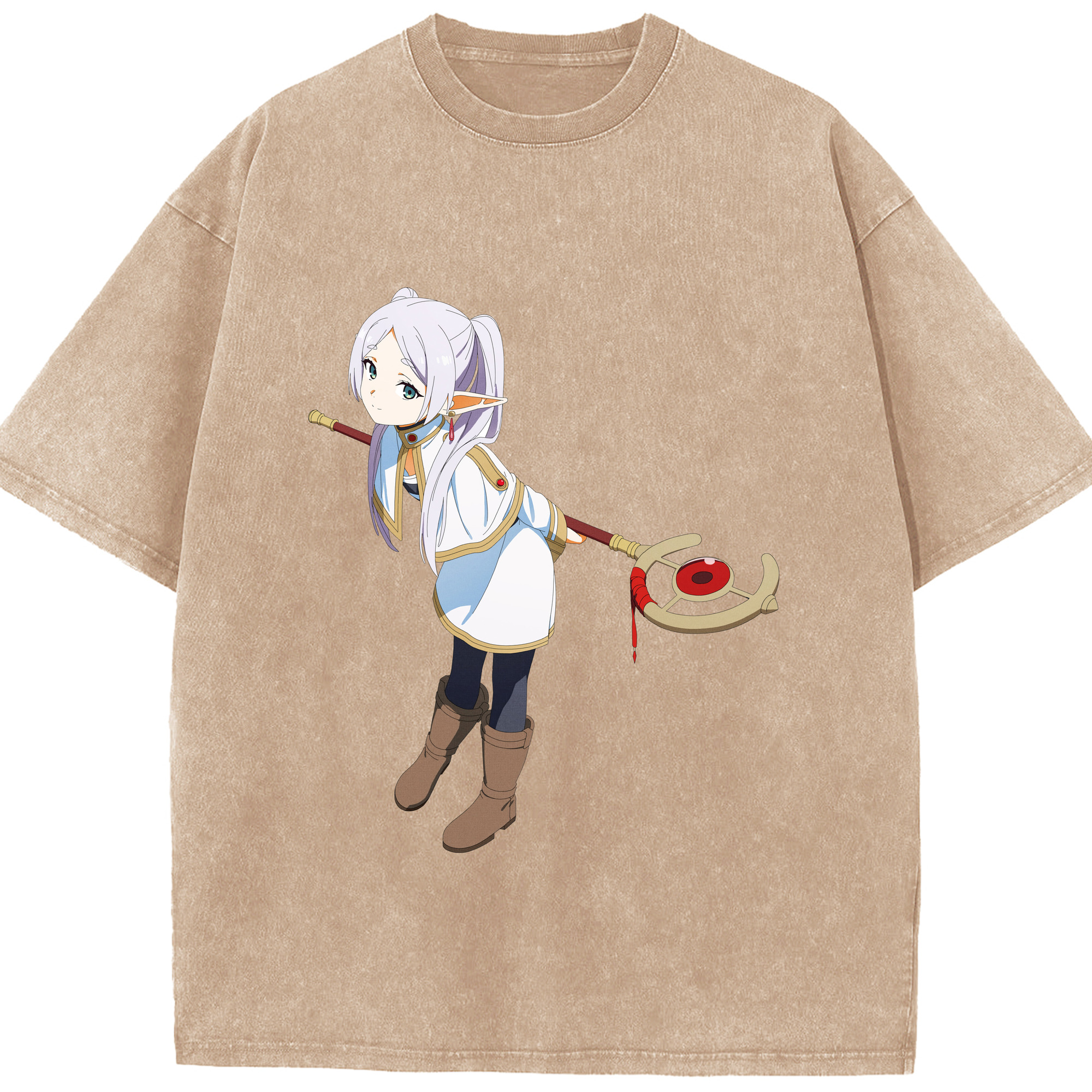 （画像用） 葬送のフリーレン Frieren 綿100% ヴィンテージ風 半袖Tシャツ（フロントプリント）
