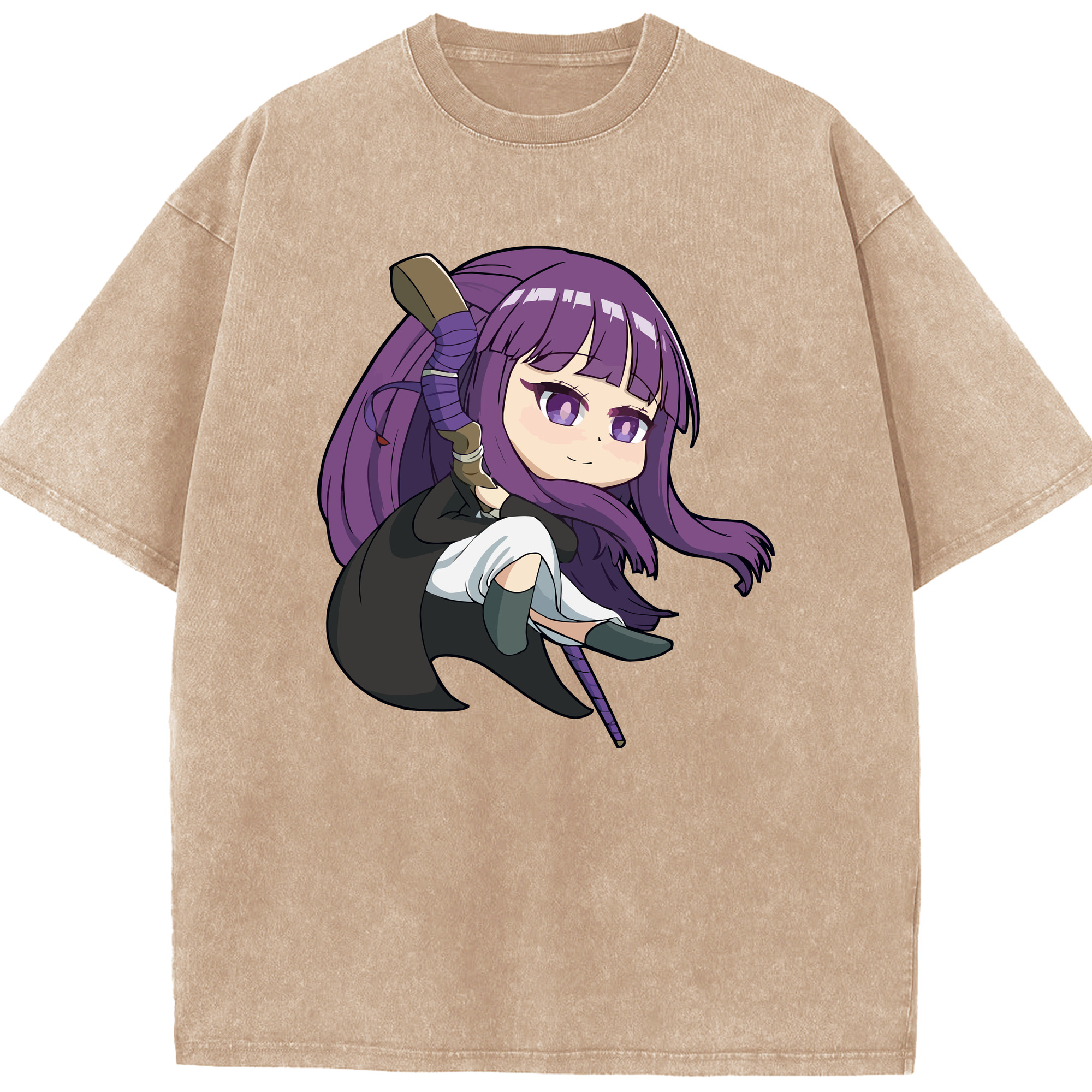 （画像用） 葬送のフリーレン Frieren 綿100% ヴィンテージ風 半袖Tシャツ（フロントプリント）