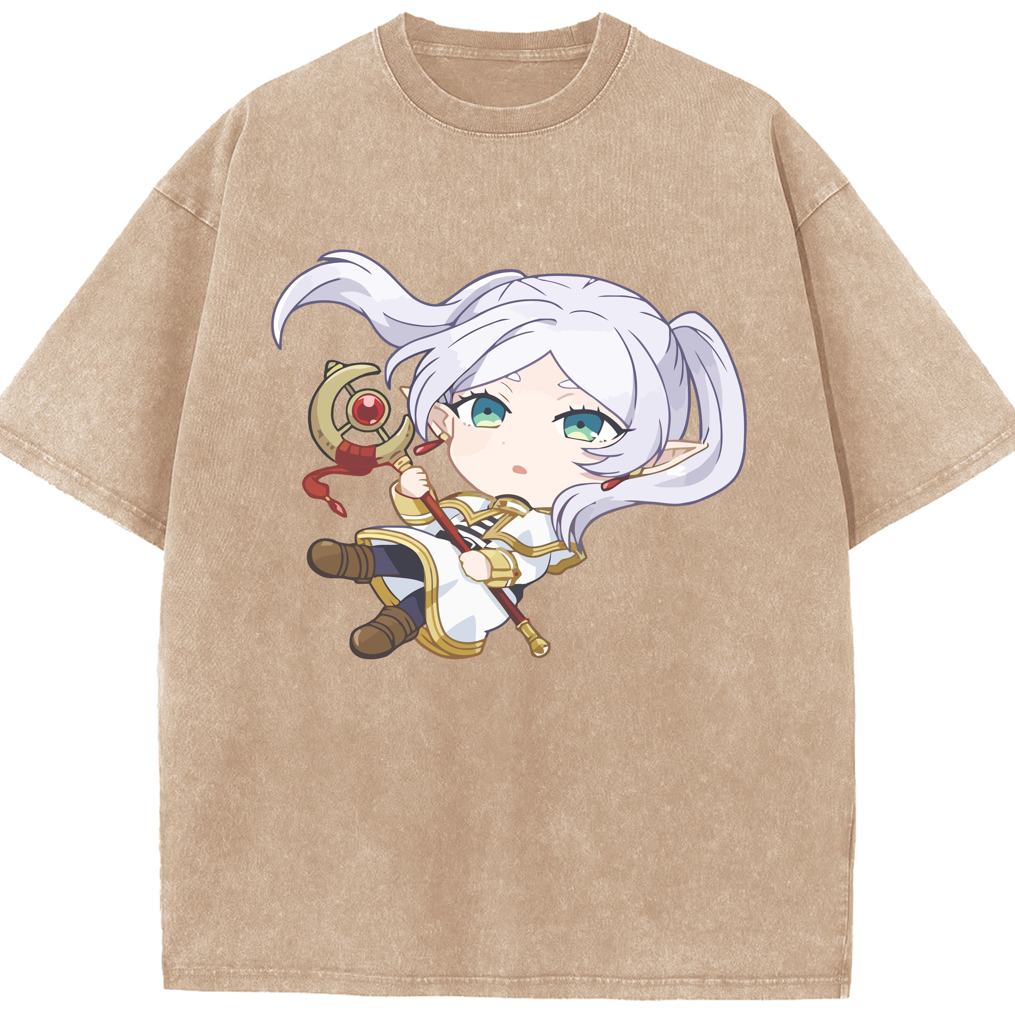 （画像用） 葬送のフリーレン Frieren 綿100% ヴィンテージ風 半袖Tシャツ（フロントプリント）