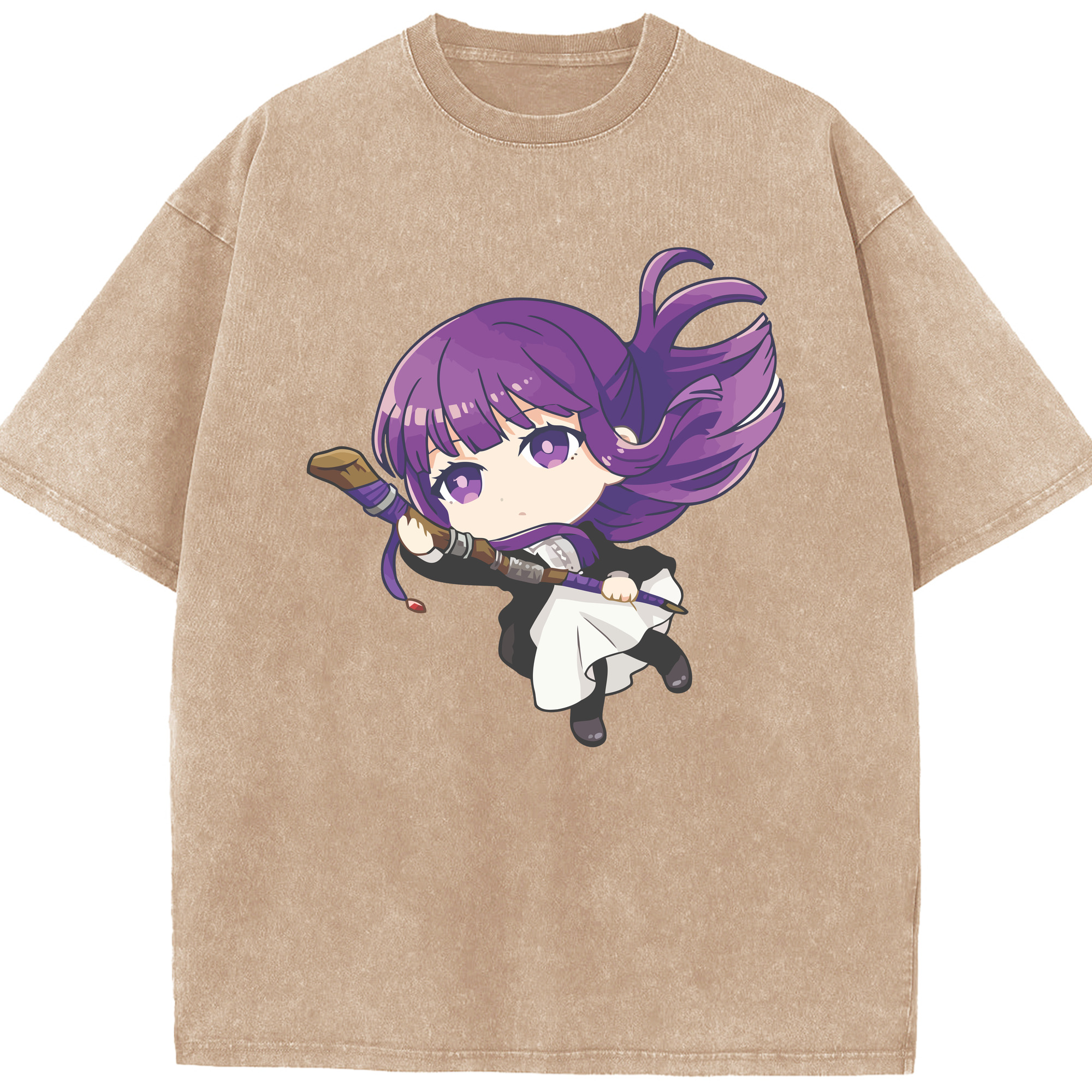 （画像用） 葬送のフリーレン Frieren 綿100% ヴィンテージ風 半袖Tシャツ（フロントプリント）
