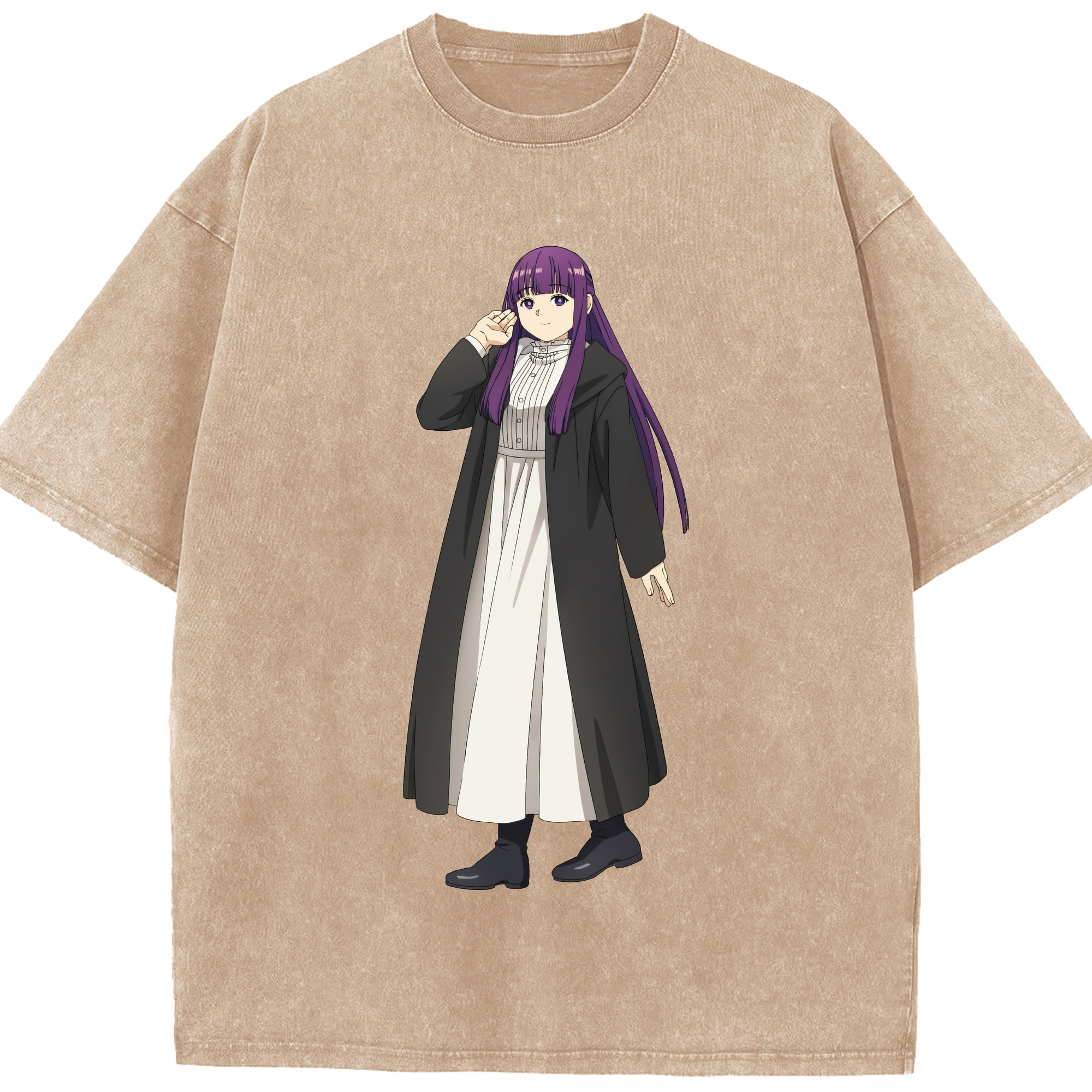 （画像用） 葬送のフリーレン Frieren 綿100% ヴィンテージ風 半袖Tシャツ（フロントプリント）