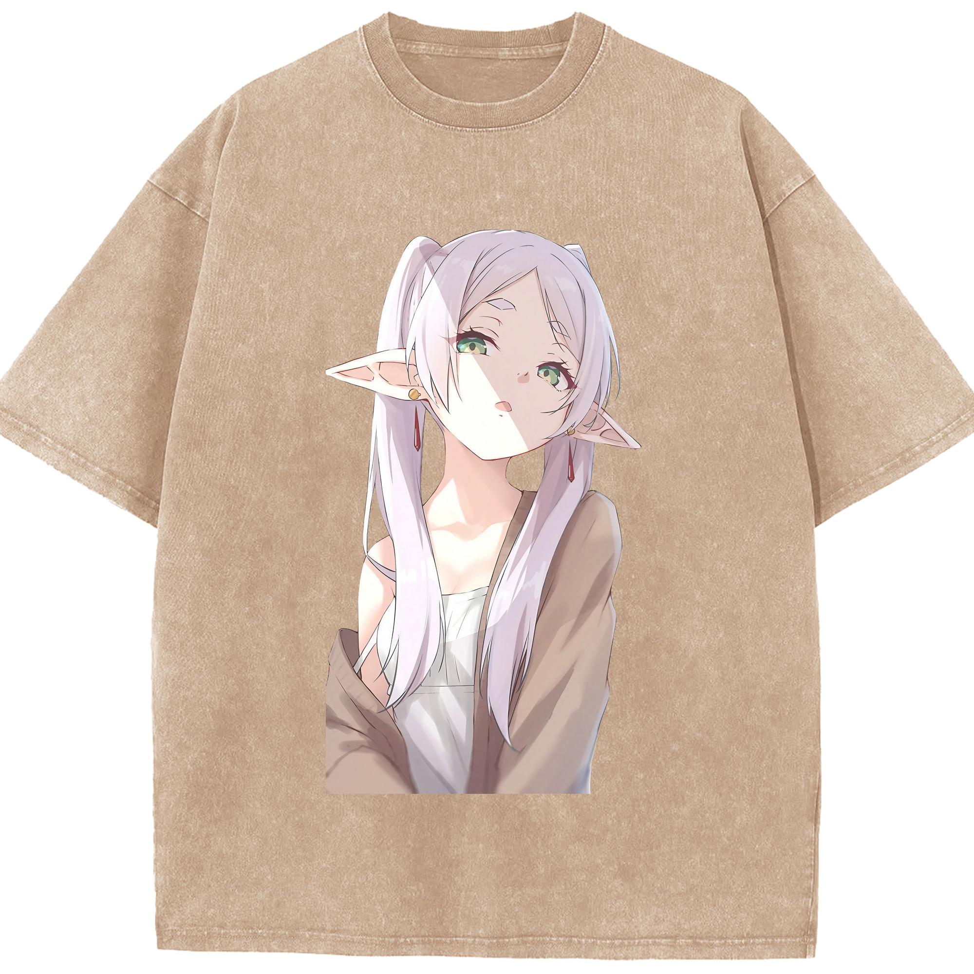 （画像用） 葬送のフリーレン Frieren 綿100% ヴィンテージ風 半袖Tシャツ（フロントプリント）