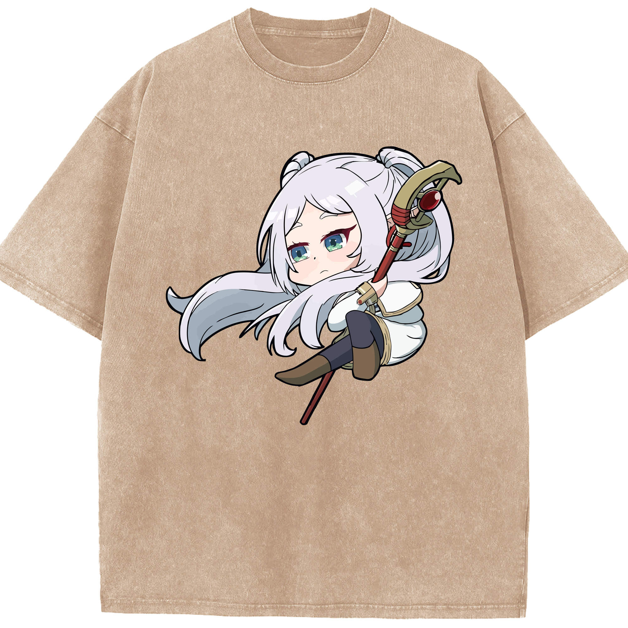 （画像用） 葬送のフリーレン Frieren 綿100% ヴィンテージ風 半袖Tシャツ（フロントプリント）