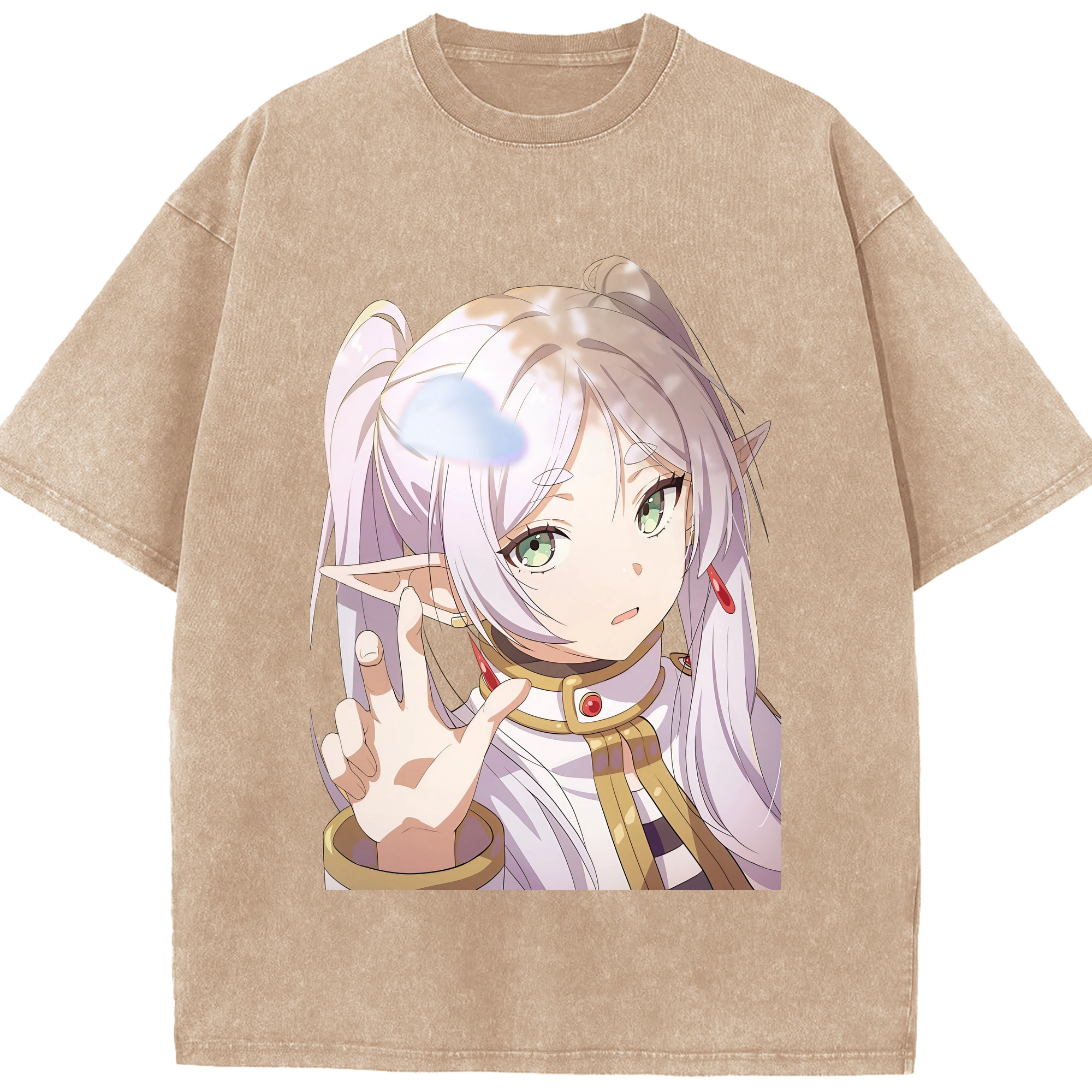 （画像用） 葬送のフリーレン Frieren 綿100% ヴィンテージ風 半袖Tシャツ（フロントプリント）