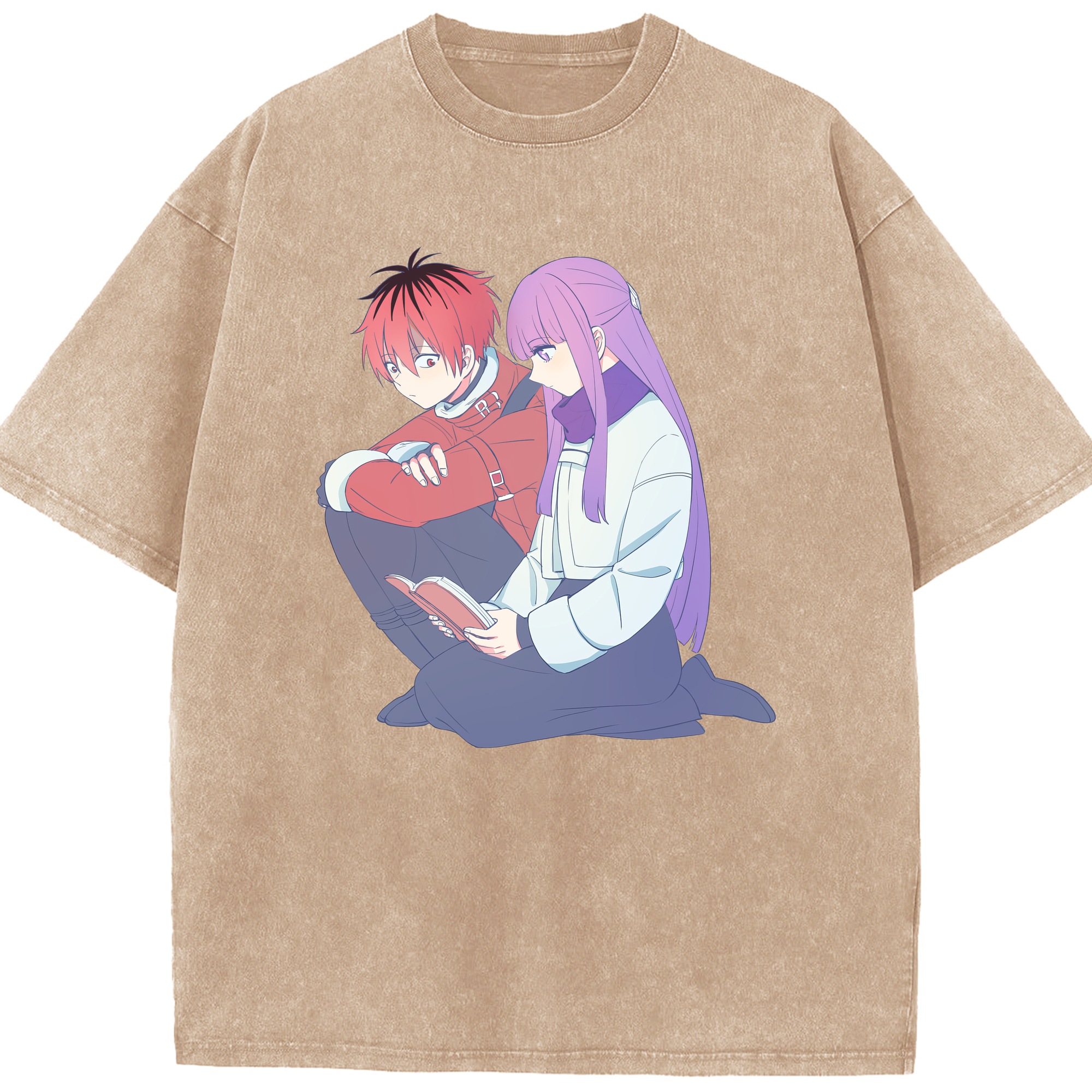 （画像用） 葬送のフリーレン Frieren 綿100% ヴィンテージ風 半袖Tシャツ（フロントプリント）