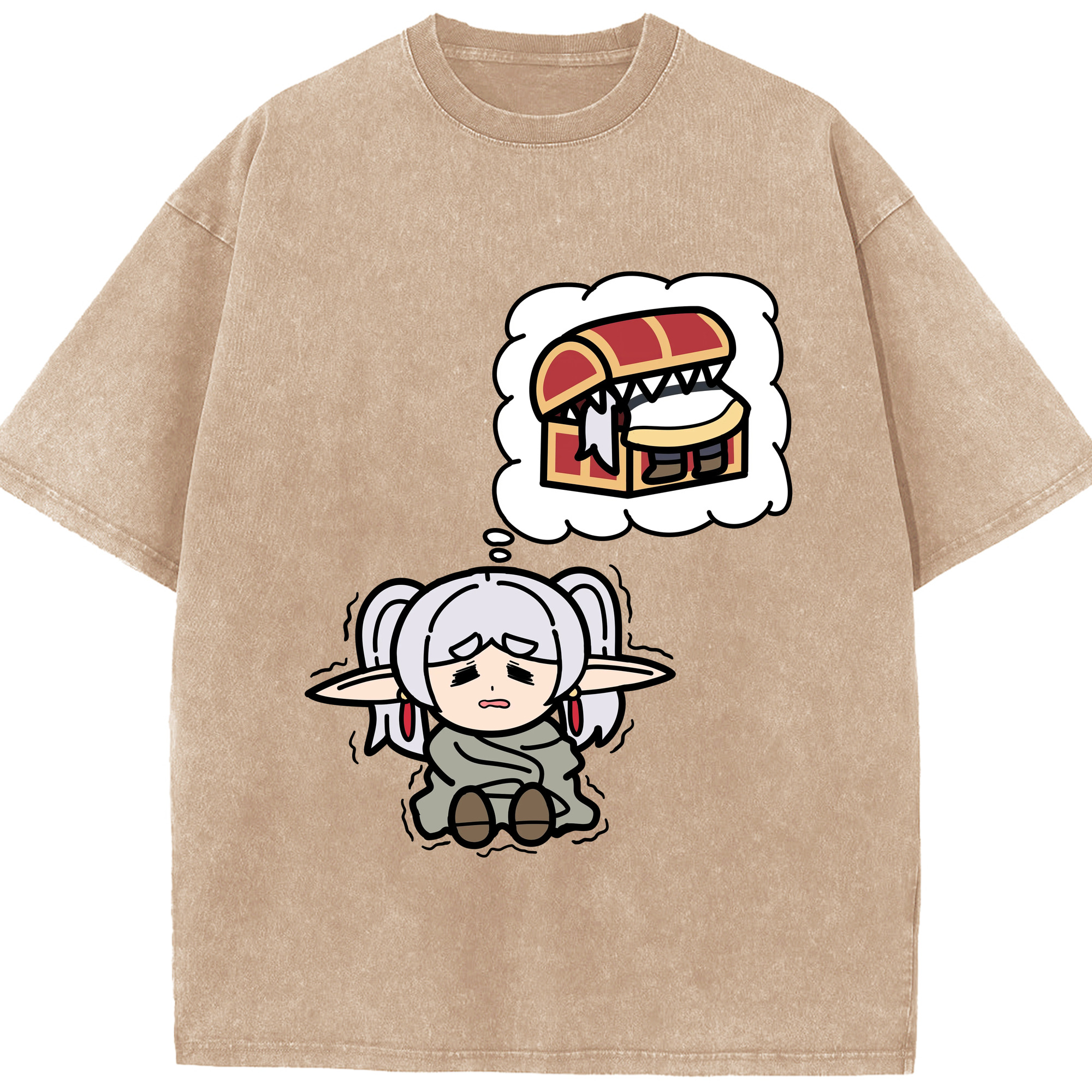（画像用） 葬送のフリーレン Frieren 綿100% ヴィンテージ風 半袖Tシャツ（フロントプリント）