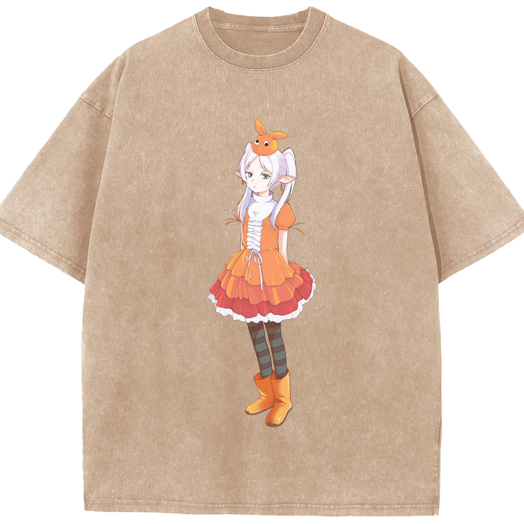 （画像用） 葬送のフリーレン Frieren 綿100% ヴィンテージ風 半袖Tシャツ（フロントプリント）