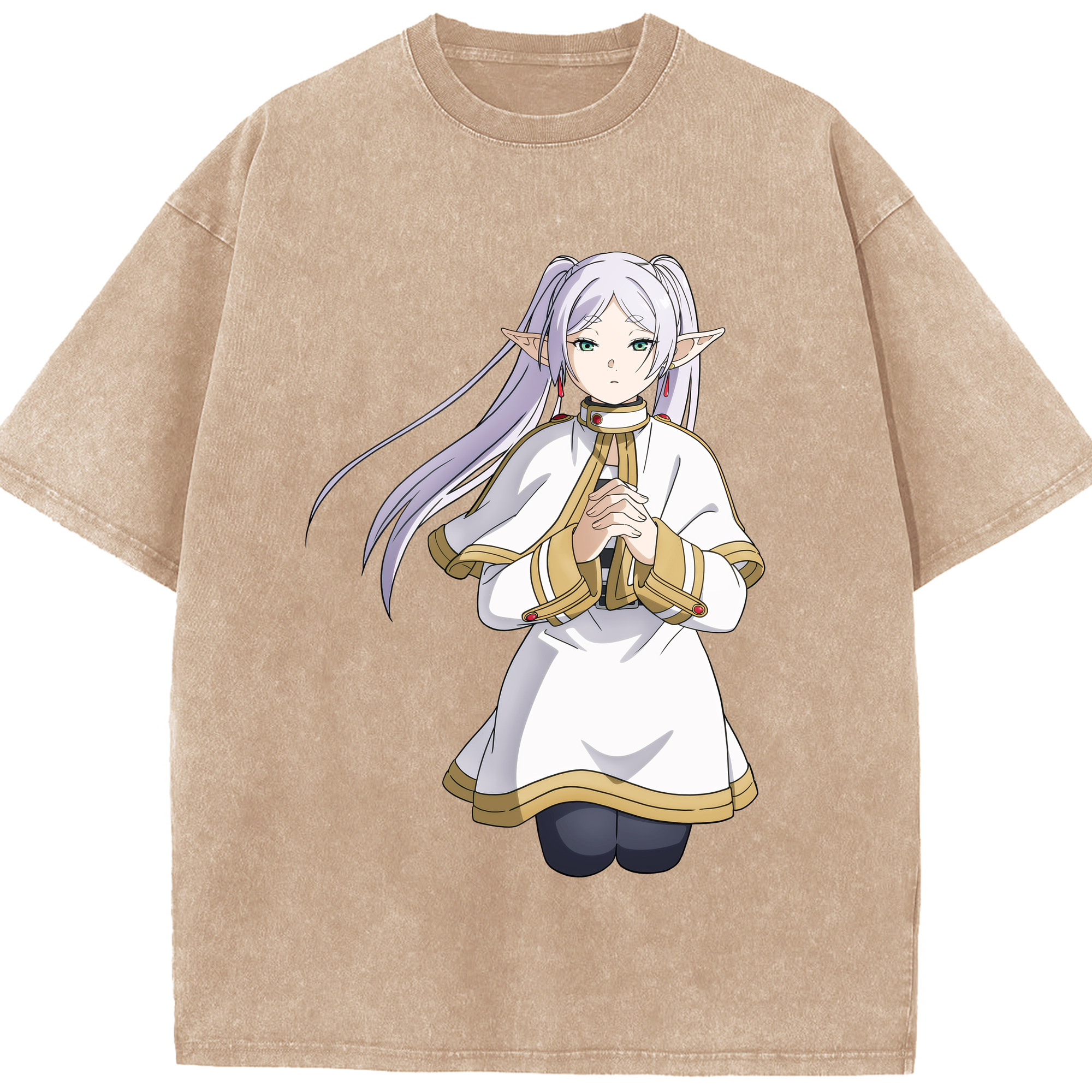 （画像用） 葬送のフリーレン Frieren 綿100% ヴィンテージ風 半袖Tシャツ（フロントプリント）
