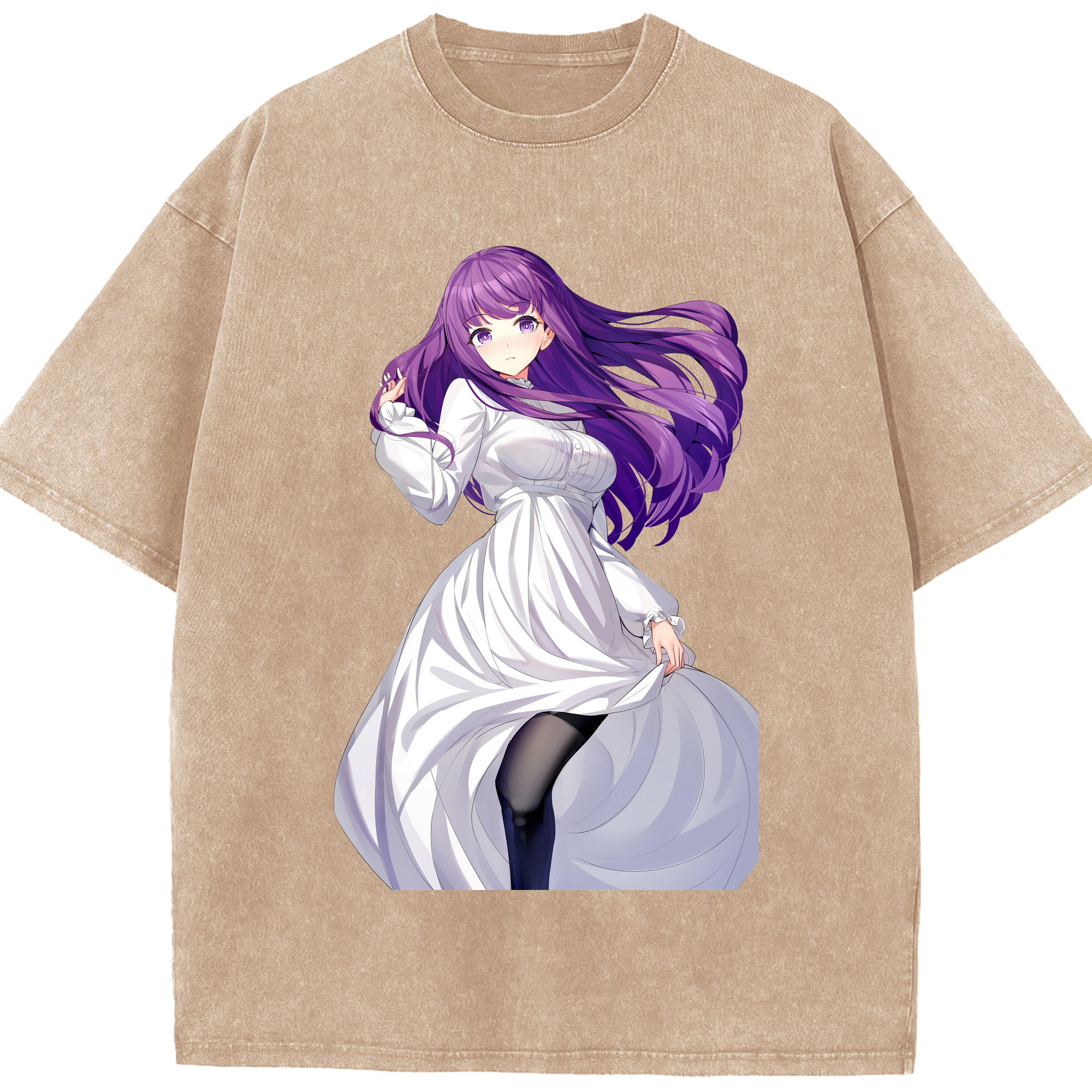 （画像用） 葬送のフリーレン Frieren 綿100% ヴィンテージ風 半袖Tシャツ（フロントプリント）