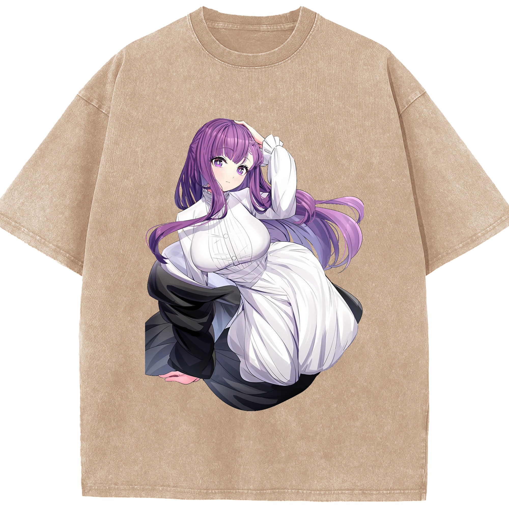 （画像用） 葬送のフリーレン Frieren 綿100% ヴィンテージ風 半袖Tシャツ（フロントプリント）