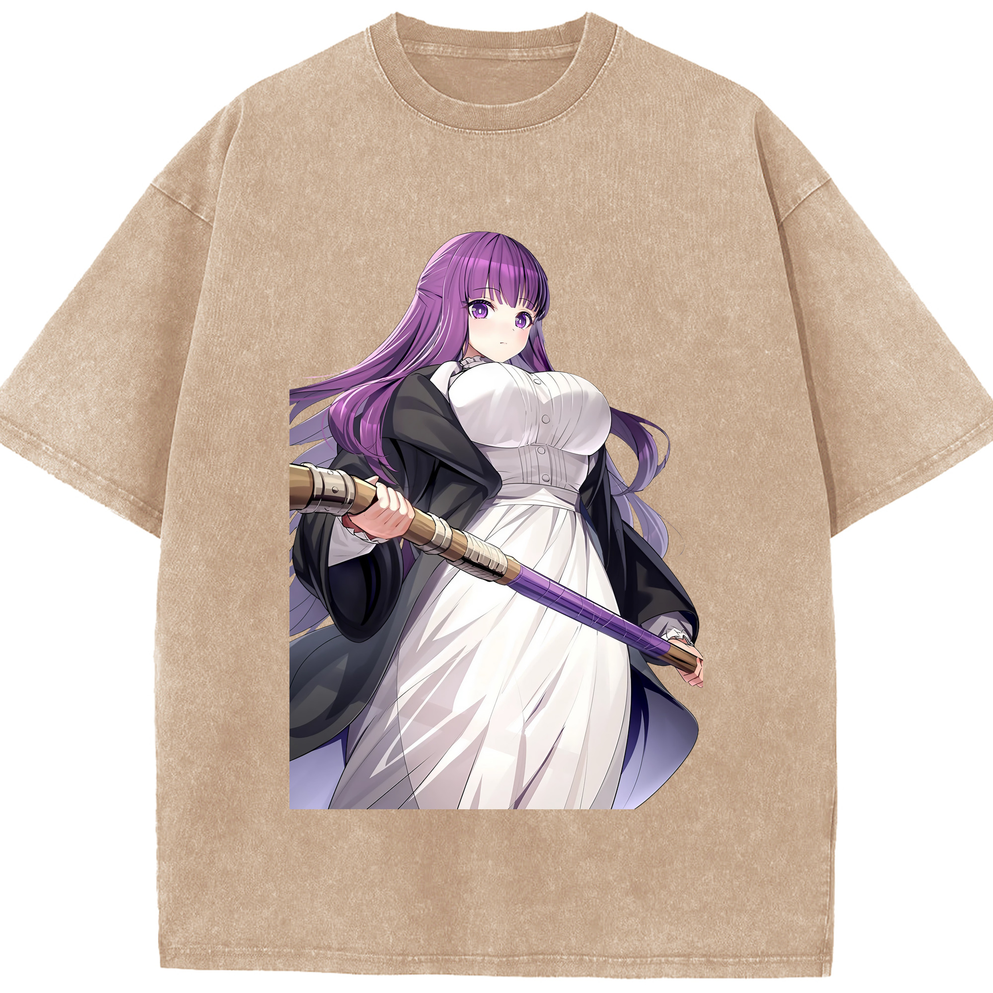 （画像用） 葬送のフリーレン Frieren 綿100% ヴィンテージ風 半袖Tシャツ（フロントプリント）