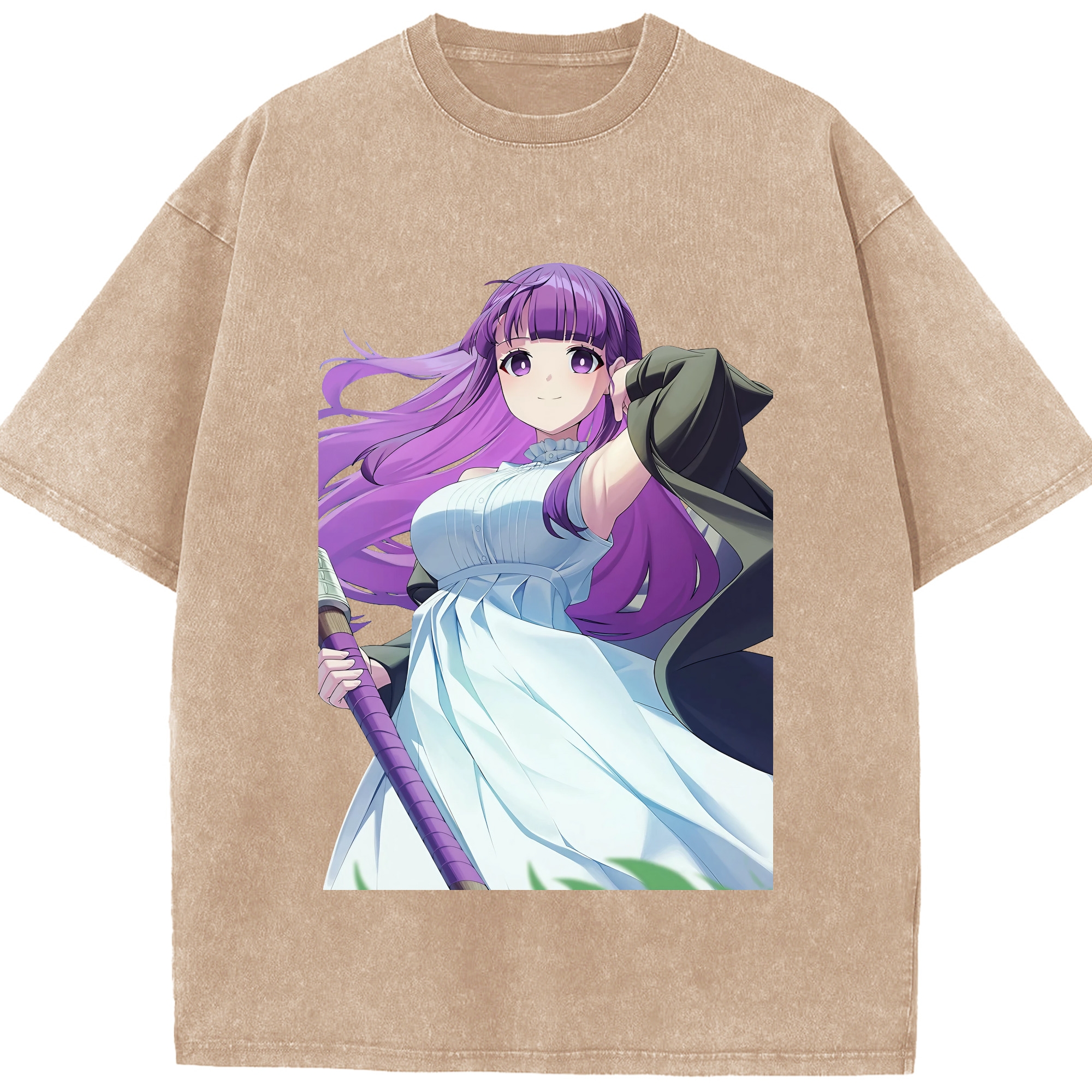 （画像用） 葬送のフリーレン Frieren 綿100% ヴィンテージ風 半袖Tシャツ（フロントプリント）