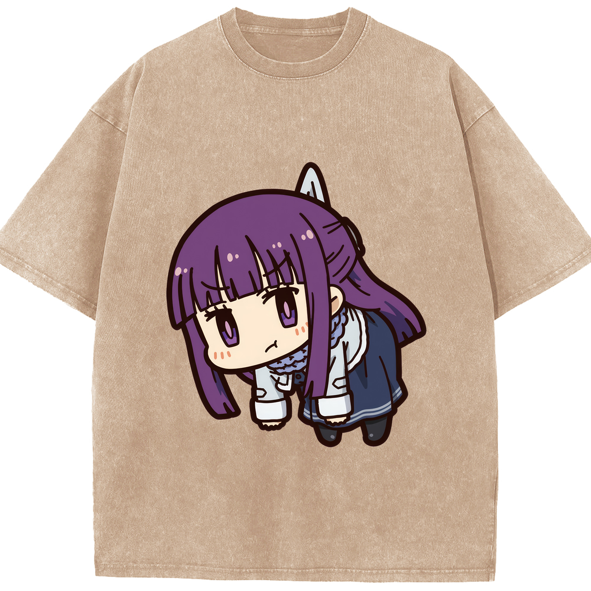 （画像用） 葬送のフリーレン Frieren 綿100% ヴィンテージ風 半袖Tシャツ（フロントプリント）