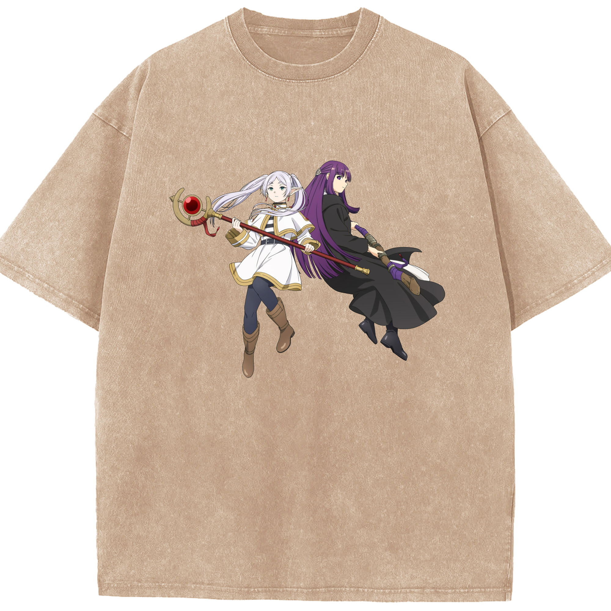 （画像用） 葬送のフリーレン Frieren 綿100% ヴィンテージ風 半袖Tシャツ（フロントプリント）