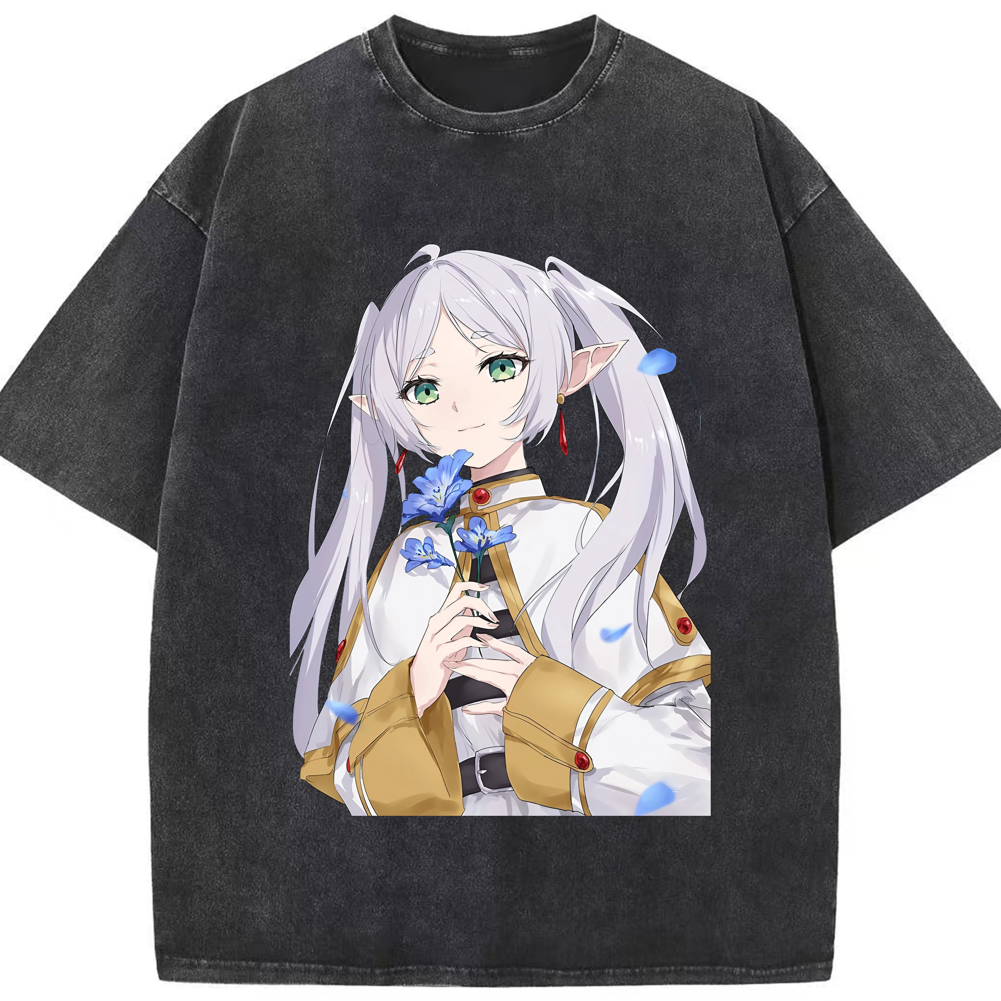 （画像用） 葬送のフリーレン Frieren 綿100% ヴィンテージ風 半袖Tシャツ（フロントプリント）