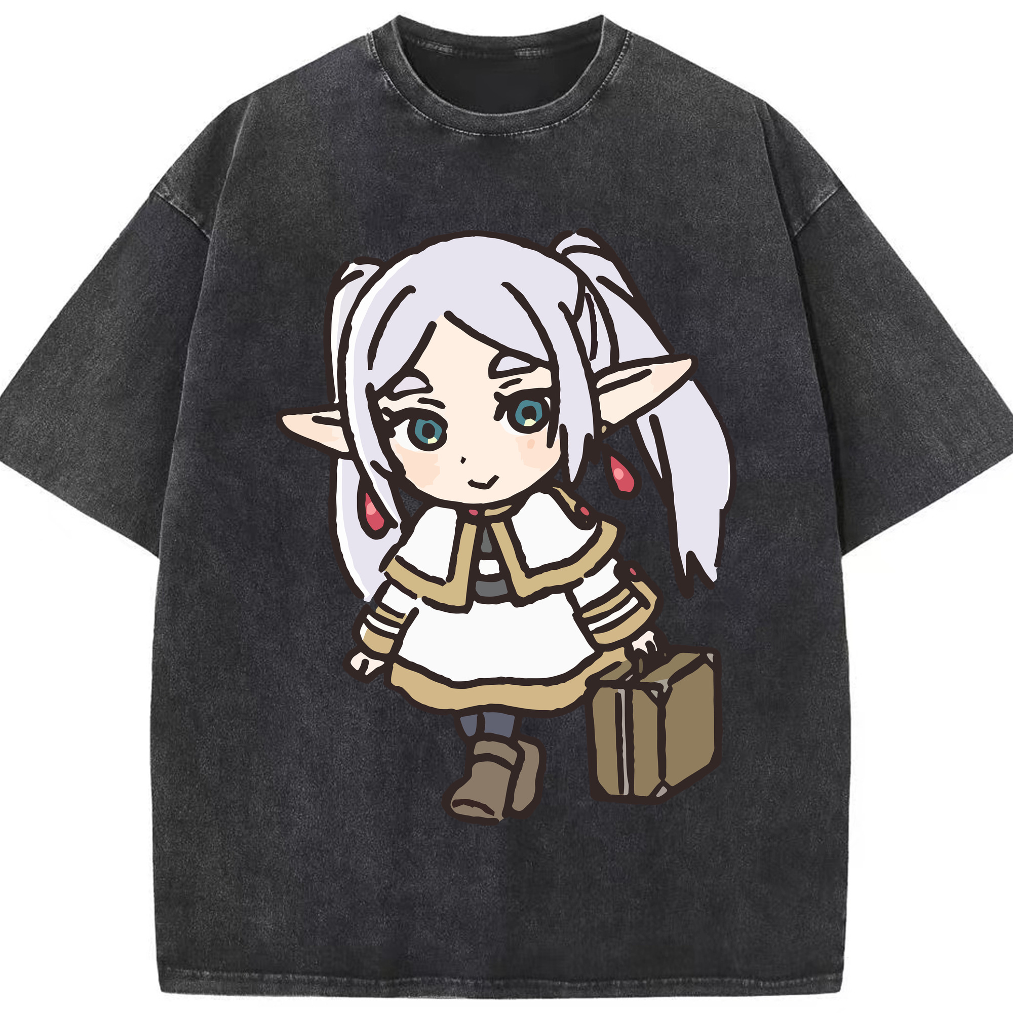 （画像用） 葬送のフリーレン Frieren 綿100% ヴィンテージ風 半袖Tシャツ（フロントプリント）