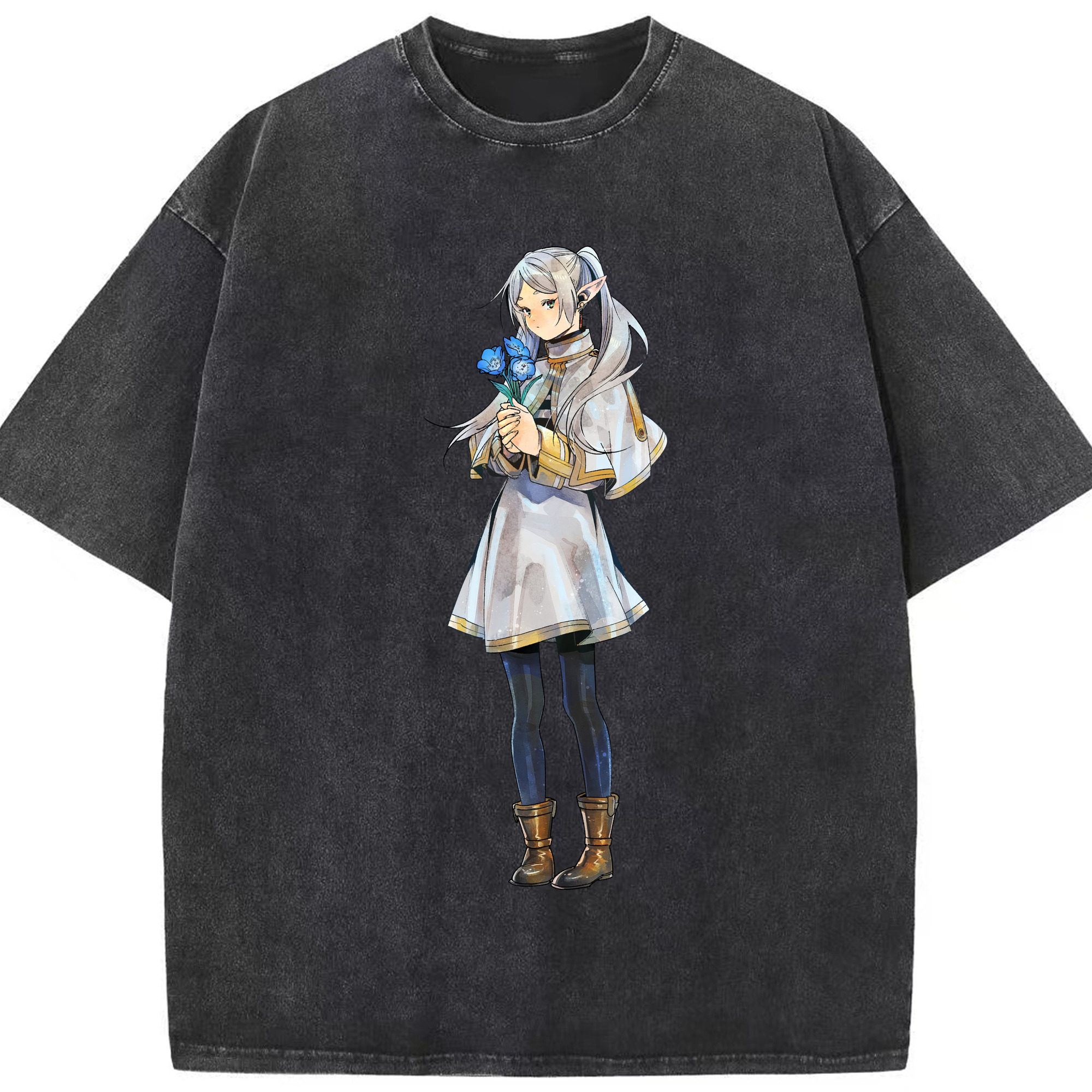 （画像用） 葬送のフリーレン Frieren 綿100% ヴィンテージ風 半袖Tシャツ（フロントプリント）