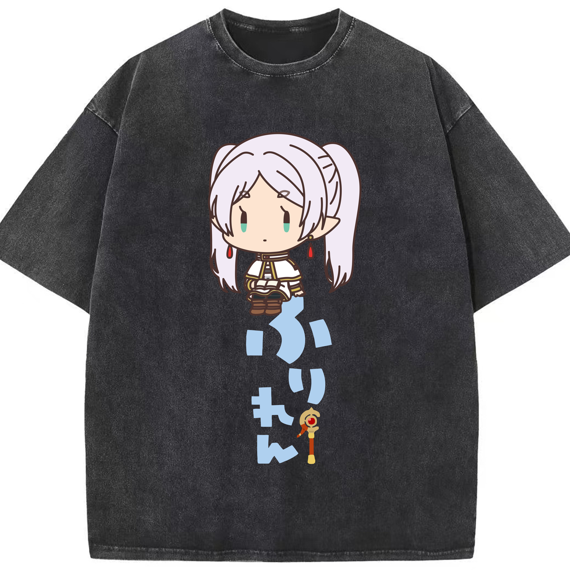 （画像用） 葬送のフリーレン Frieren 綿100% ヴィンテージ風 半袖Tシャツ（フロントプリント）