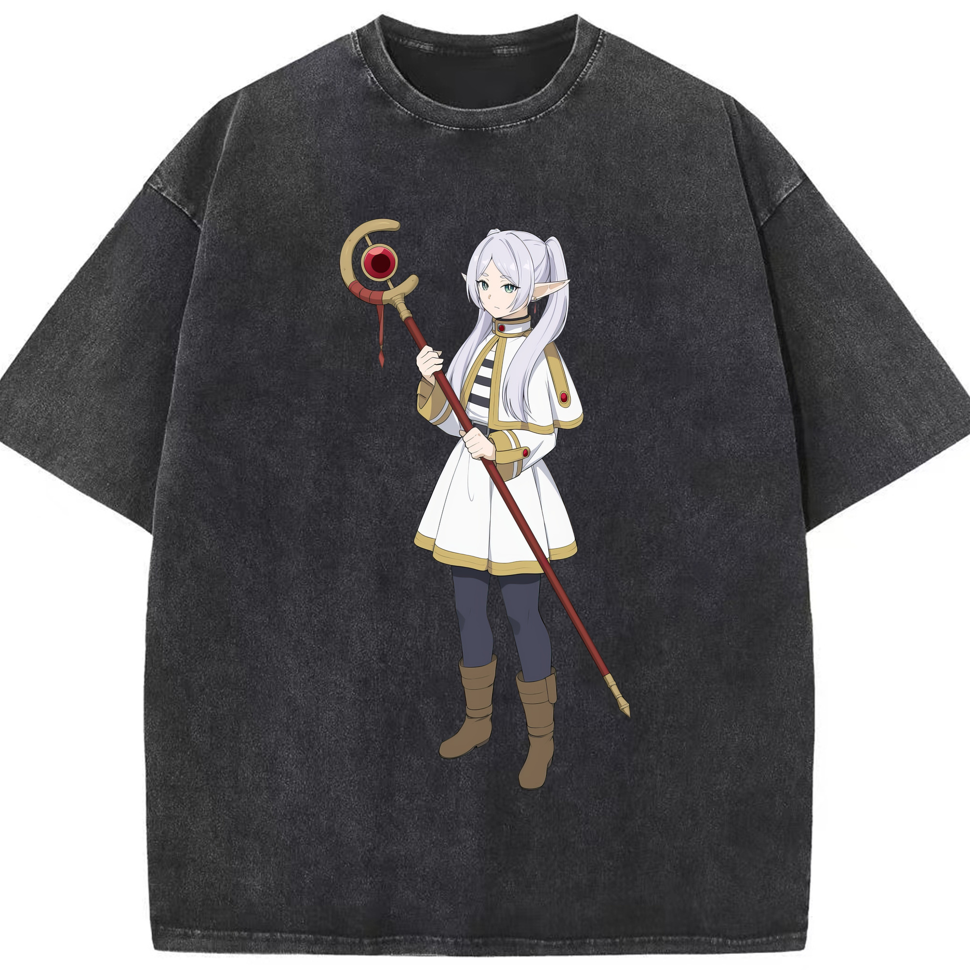 （画像用） 葬送のフリーレン Frieren 綿100% ヴィンテージ風 半袖Tシャツ（フロントプリント）