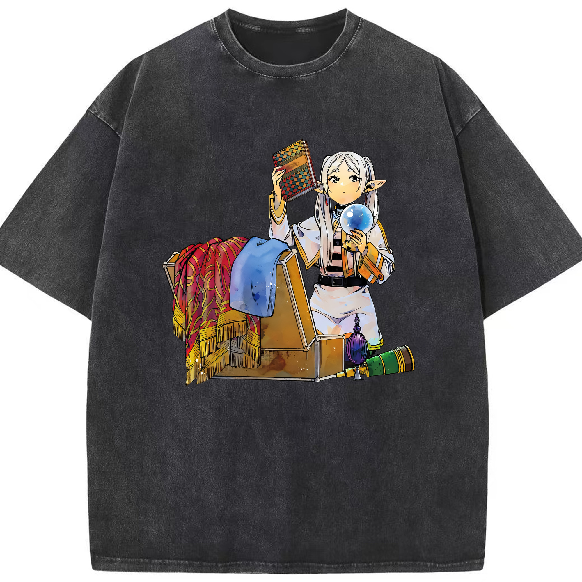 （画像用） 葬送のフリーレン Frieren 綿100% ヴィンテージ風 半袖Tシャツ（フロントプリント）
