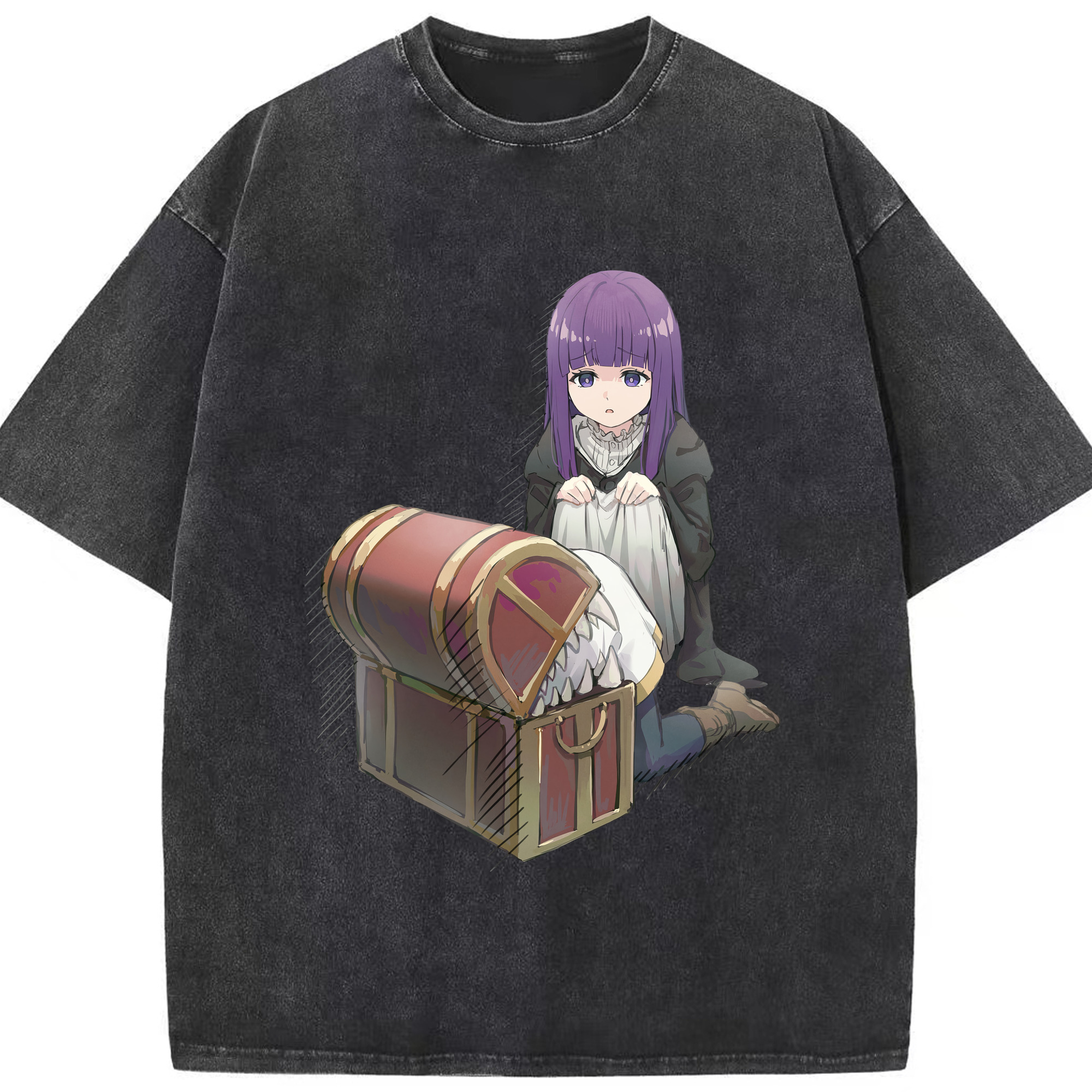 （画像用） 葬送のフリーレン Frieren 綿100% ヴィンテージ風 半袖Tシャツ（フロントプリント）
