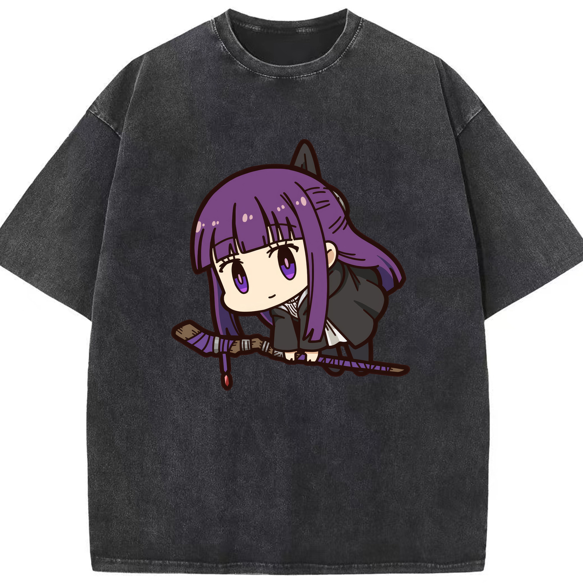 （画像用） 葬送のフリーレン Frieren 綿100% ヴィンテージ風 半袖Tシャツ（フロントプリント）