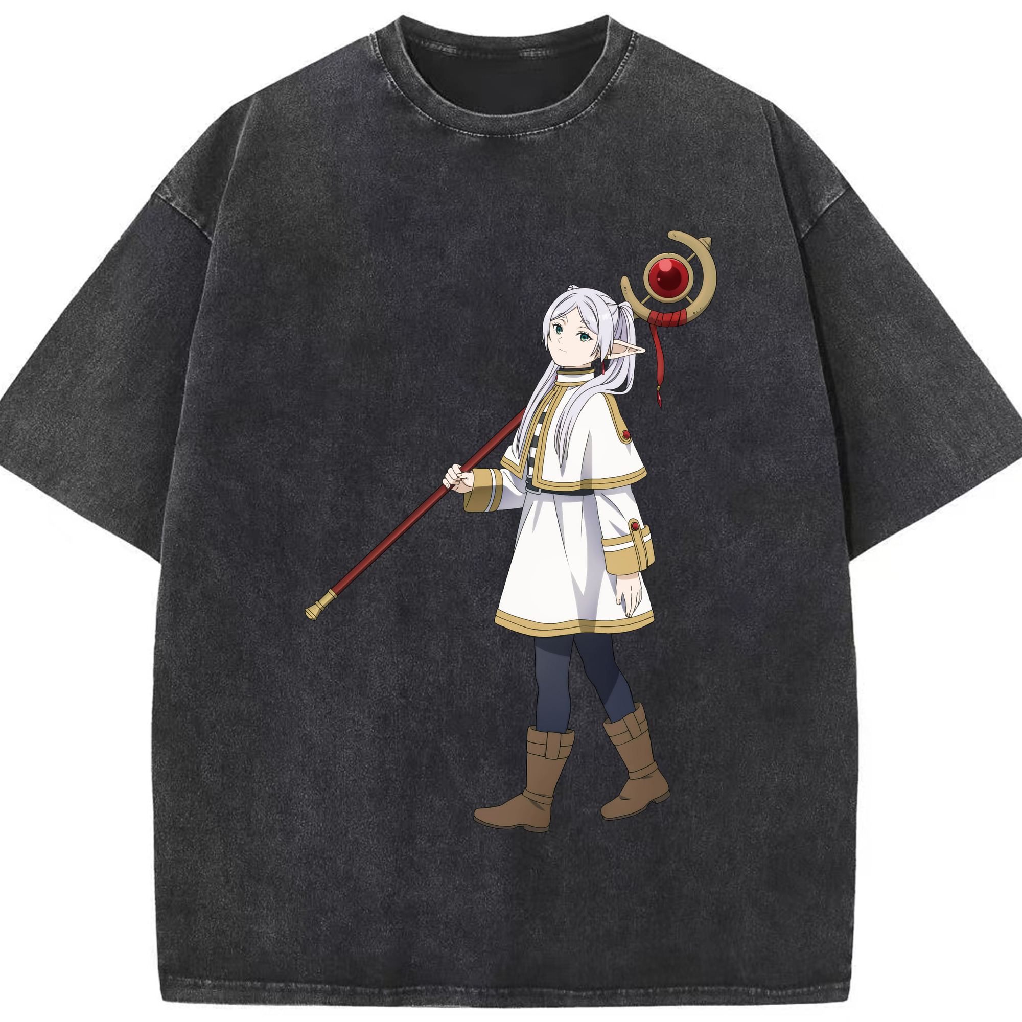 （画像用） 葬送のフリーレン Frieren 綿100% ヴィンテージ風 半袖Tシャツ（フロントプリント）