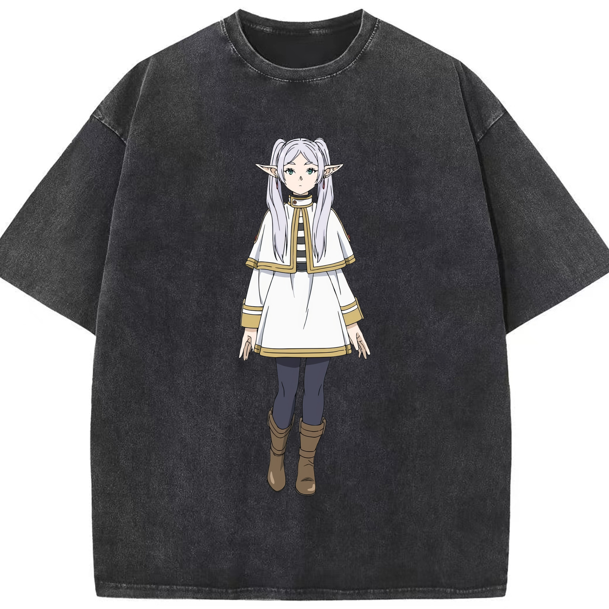 （画像用） 葬送のフリーレン Frieren 綿100% ヴィンテージ風 半袖Tシャツ（フロントプリント）