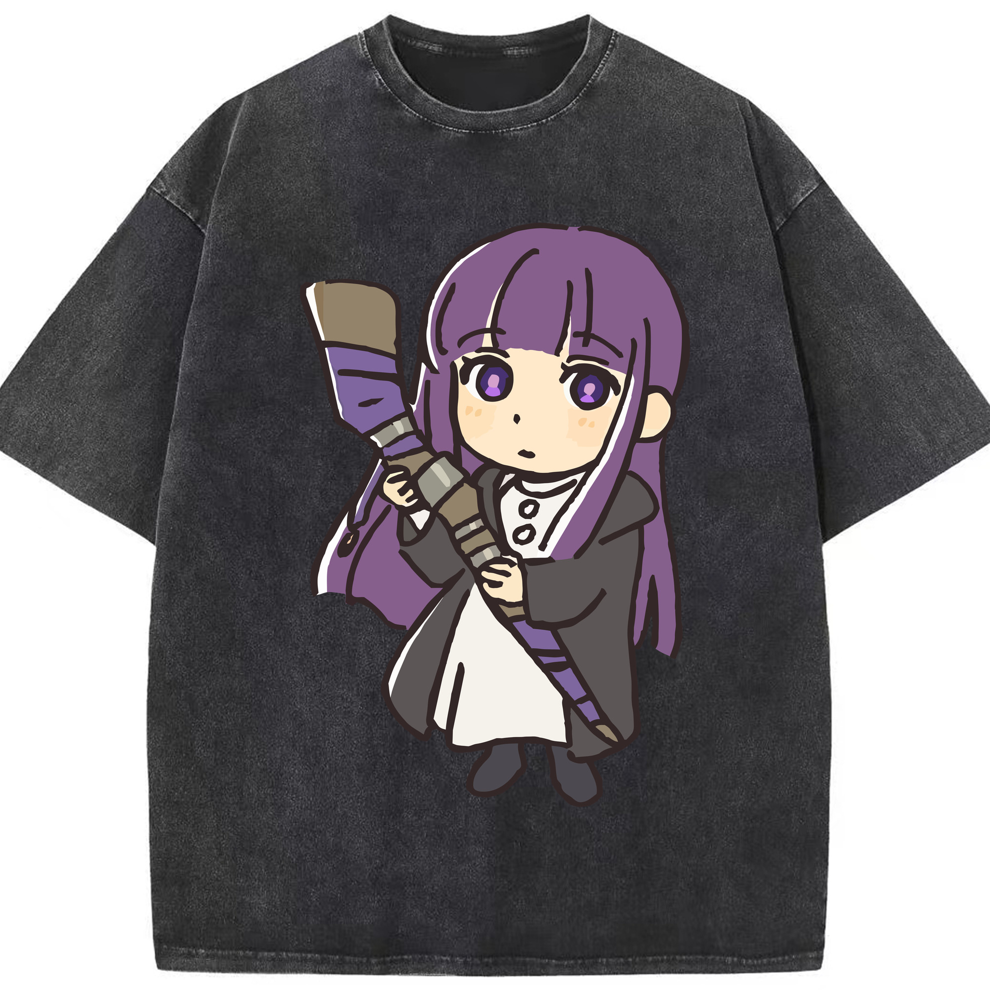 （画像用） 葬送のフリーレン Frieren 綿100% ヴィンテージ風 半袖Tシャツ（フロントプリント）