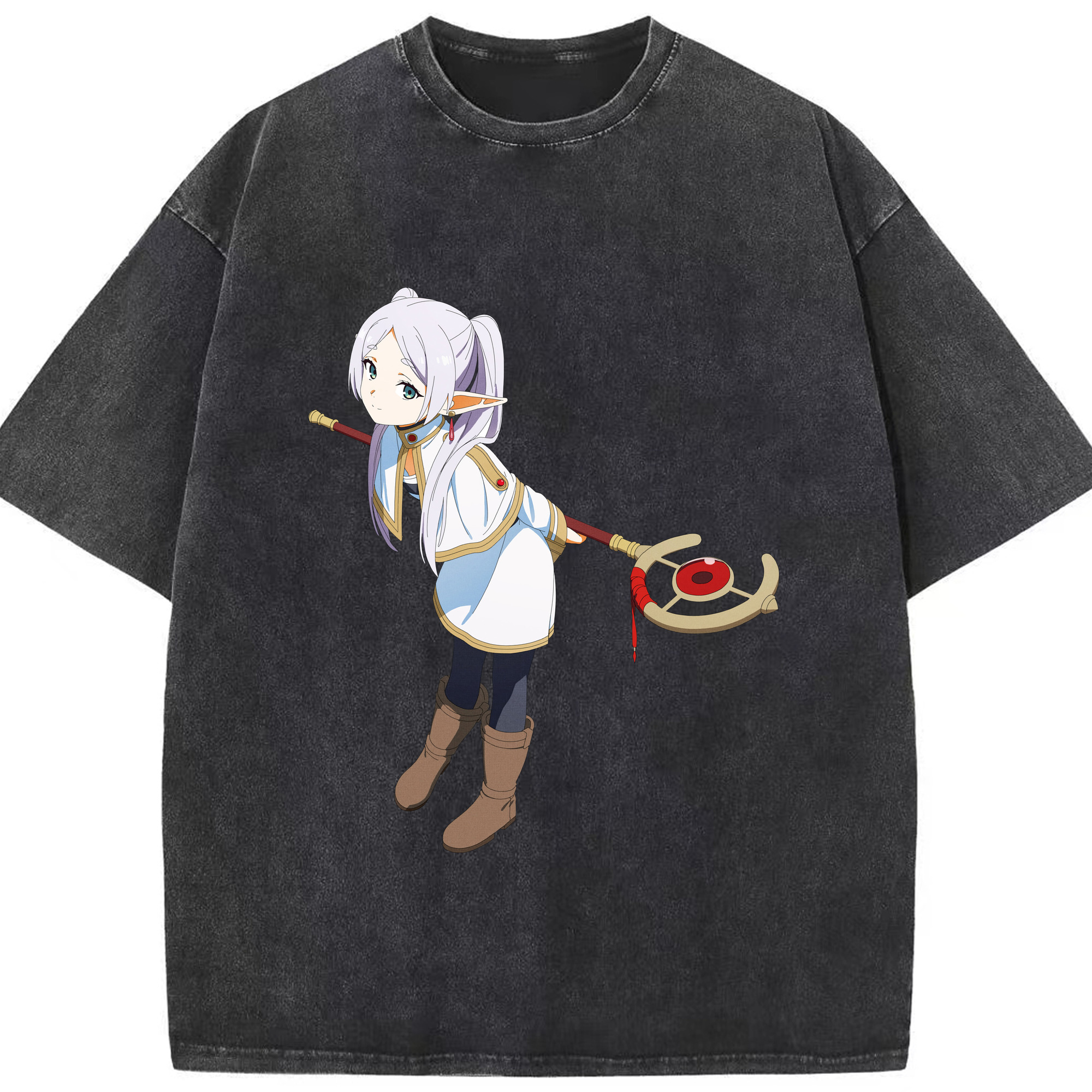 （画像用） 葬送のフリーレン Frieren 綿100% ヴィンテージ風 半袖Tシャツ（フロントプリント）