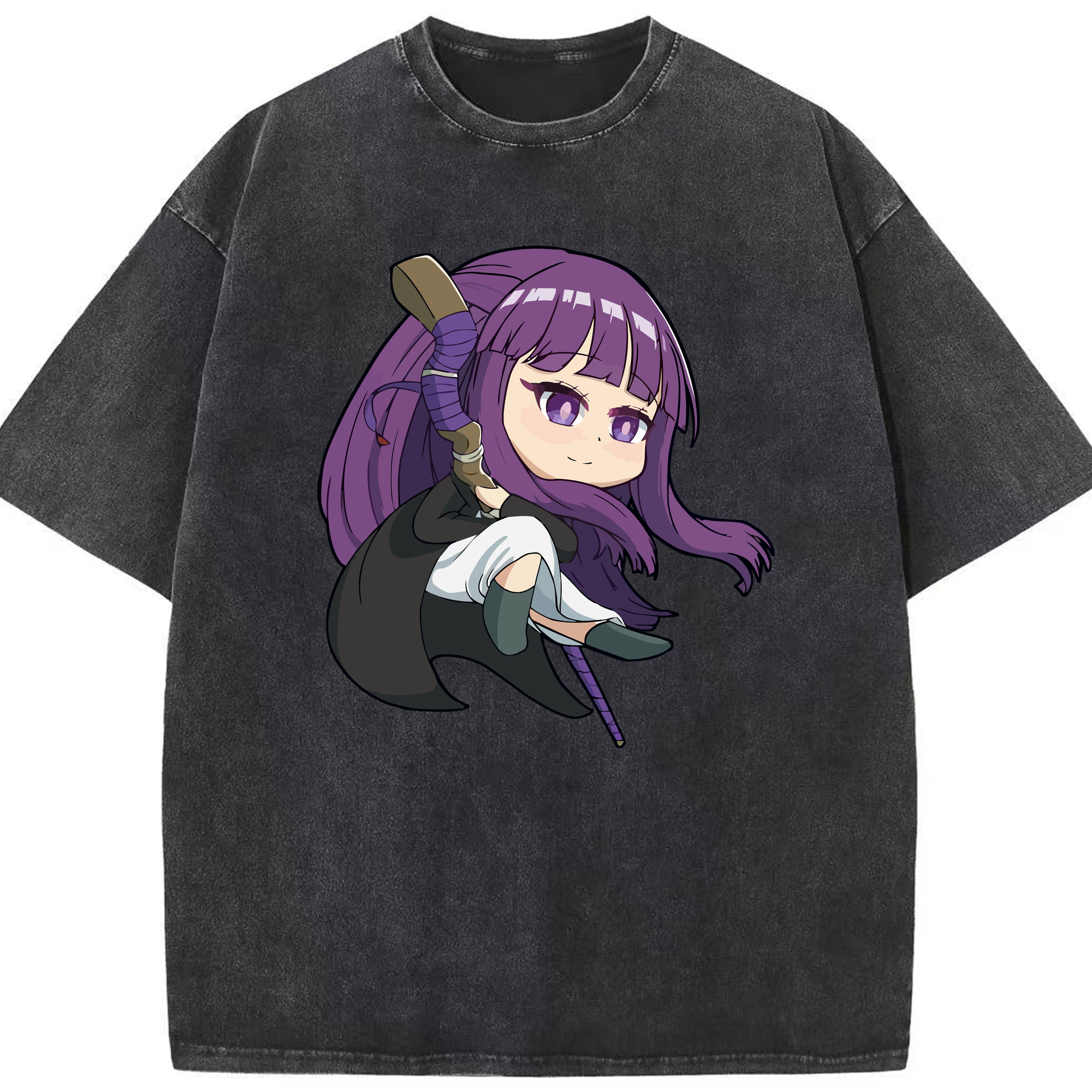 （画像用） 葬送のフリーレン Frieren 綿100% ヴィンテージ風 半袖Tシャツ（フロントプリント）