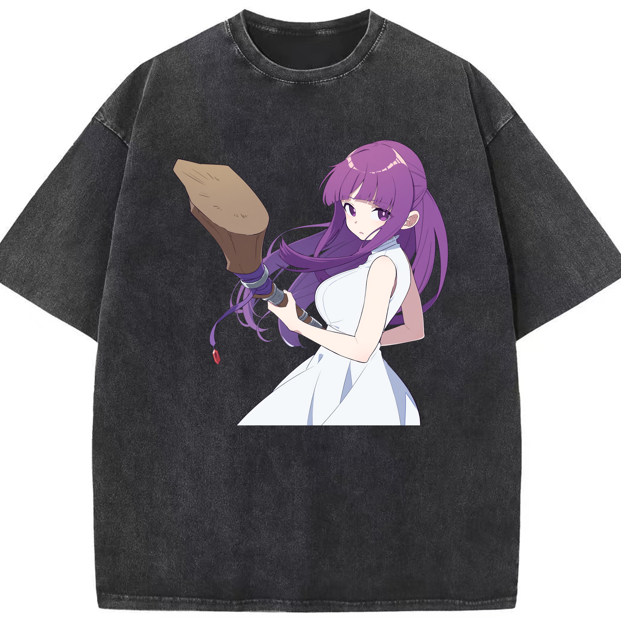 （画像用） 葬送のフリーレン Frieren 綿100% ヴィンテージ風 半袖Tシャツ（フロントプリント）