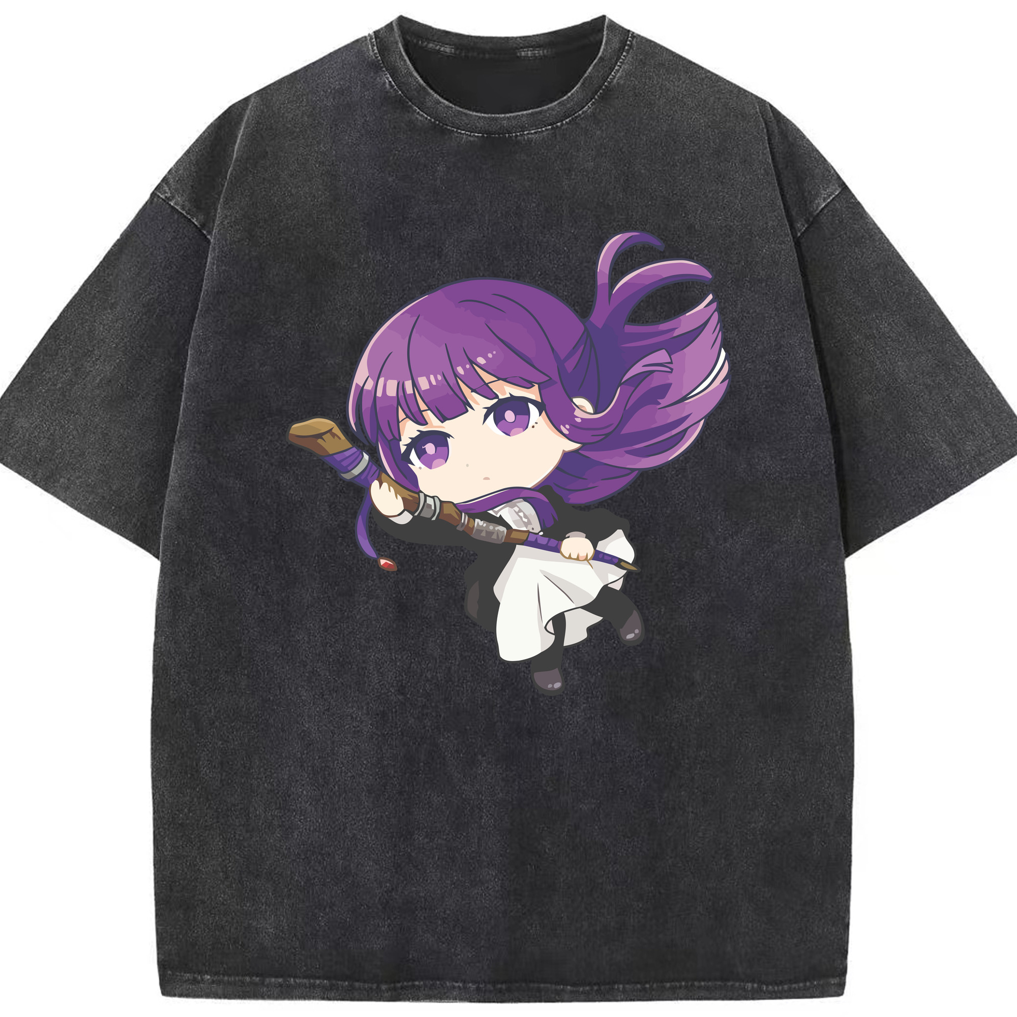 （画像用） 葬送のフリーレン Frieren 綿100% ヴィンテージ風 半袖Tシャツ（フロントプリント）