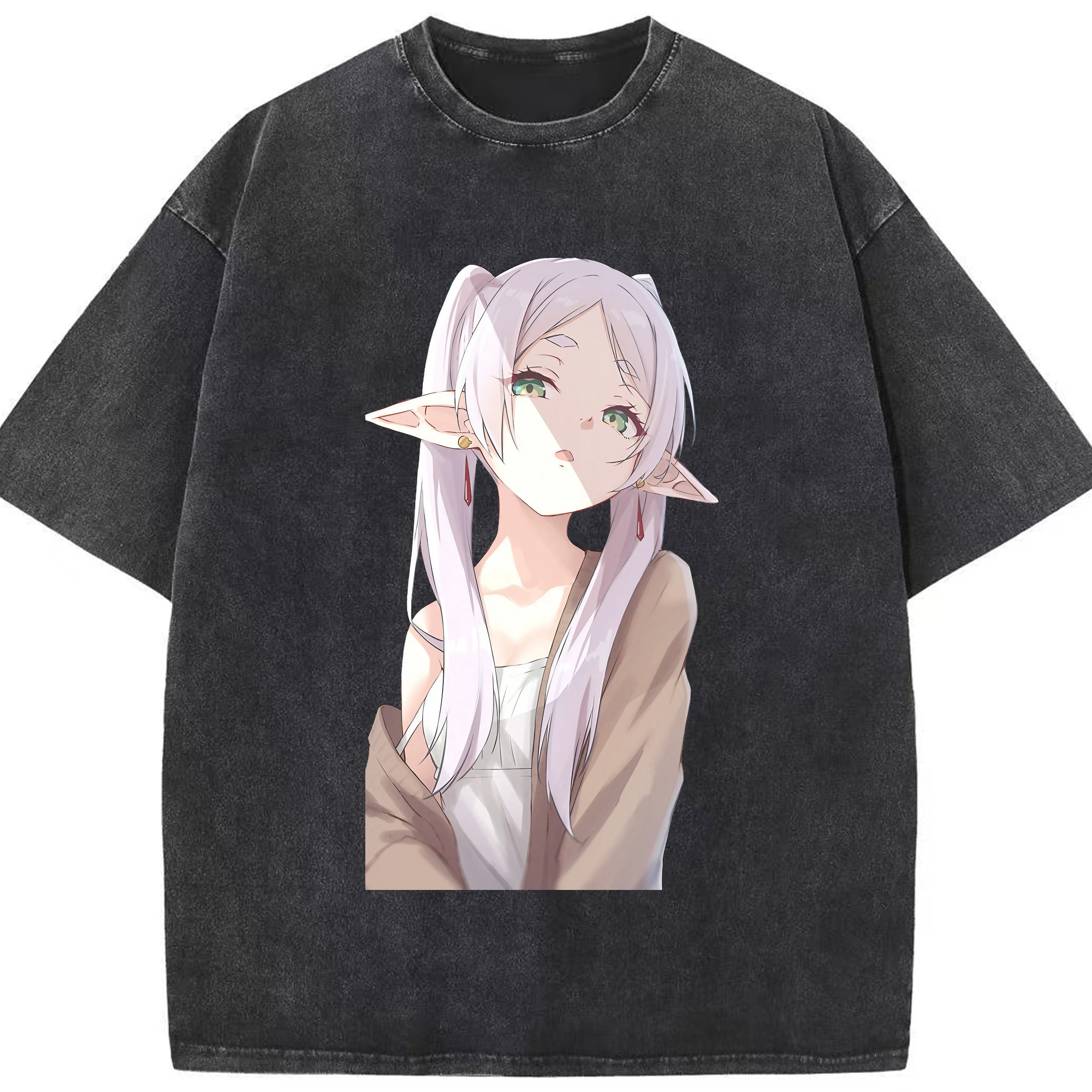 （画像用） 葬送のフリーレン Frieren 綿100% ヴィンテージ風 半袖Tシャツ（フロントプリント）