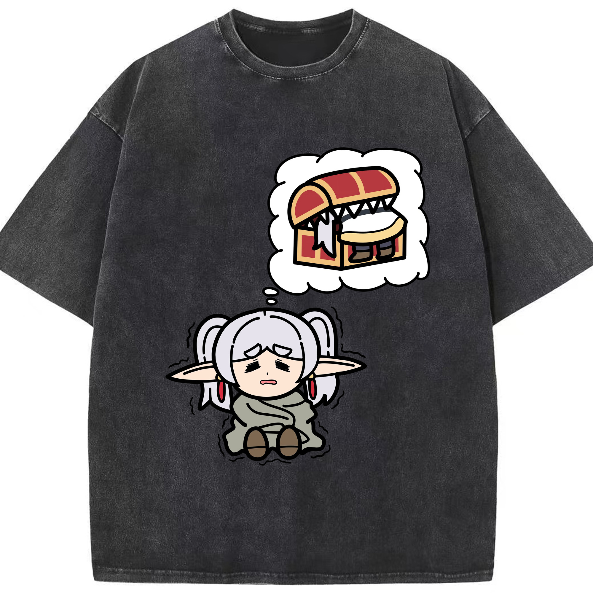 （画像用） 葬送のフリーレン Frieren 綿100% ヴィンテージ風 半袖Tシャツ（フロントプリント）