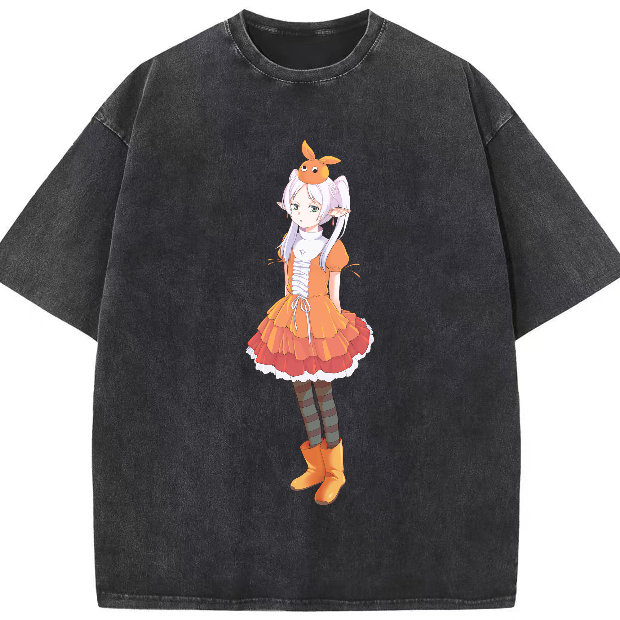 （画像用） 葬送のフリーレン Frieren 綿100% ヴィンテージ風 半袖Tシャツ（フロントプリント）
