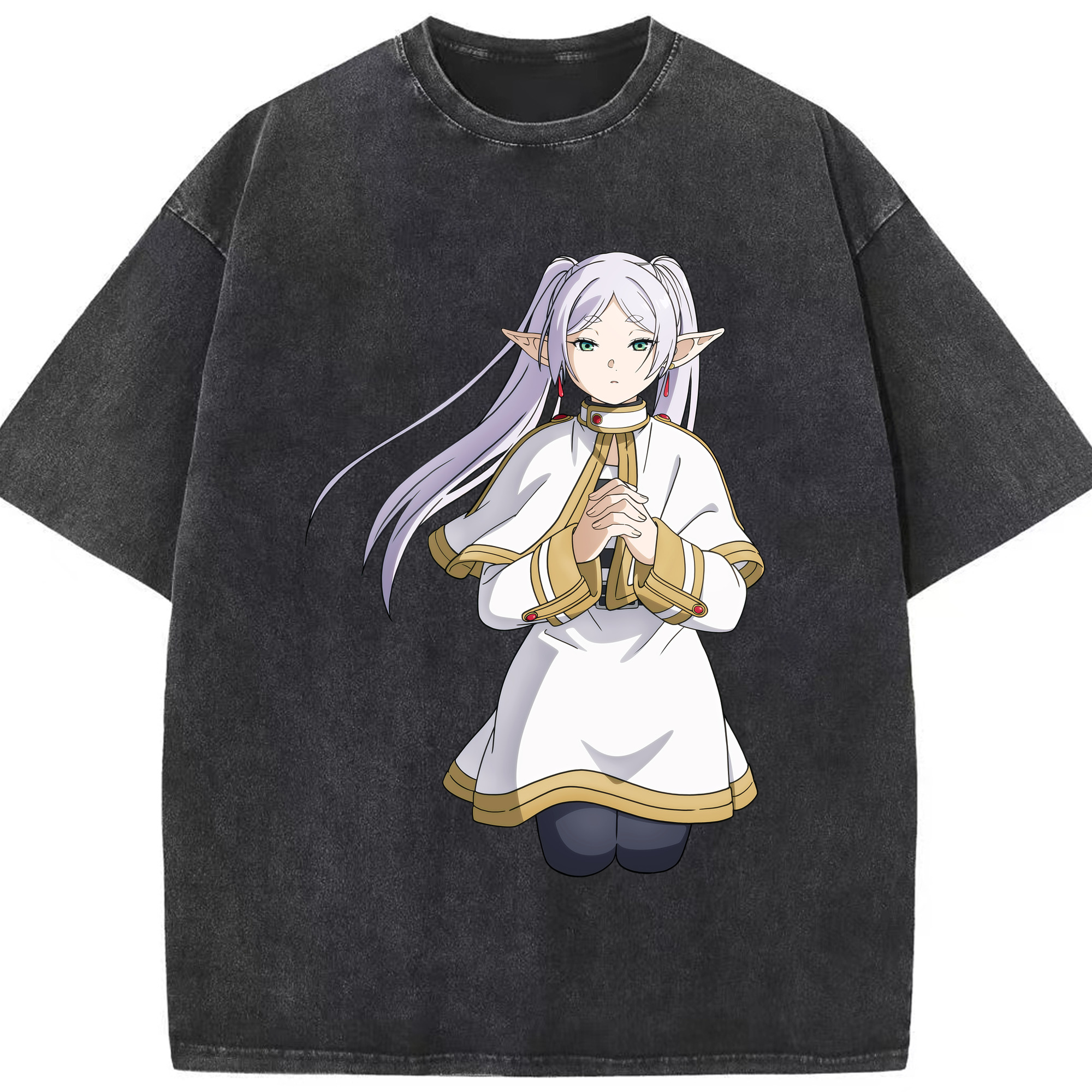 （画像用） 葬送のフリーレン Frieren 綿100% ヴィンテージ風 半袖Tシャツ（フロントプリント）