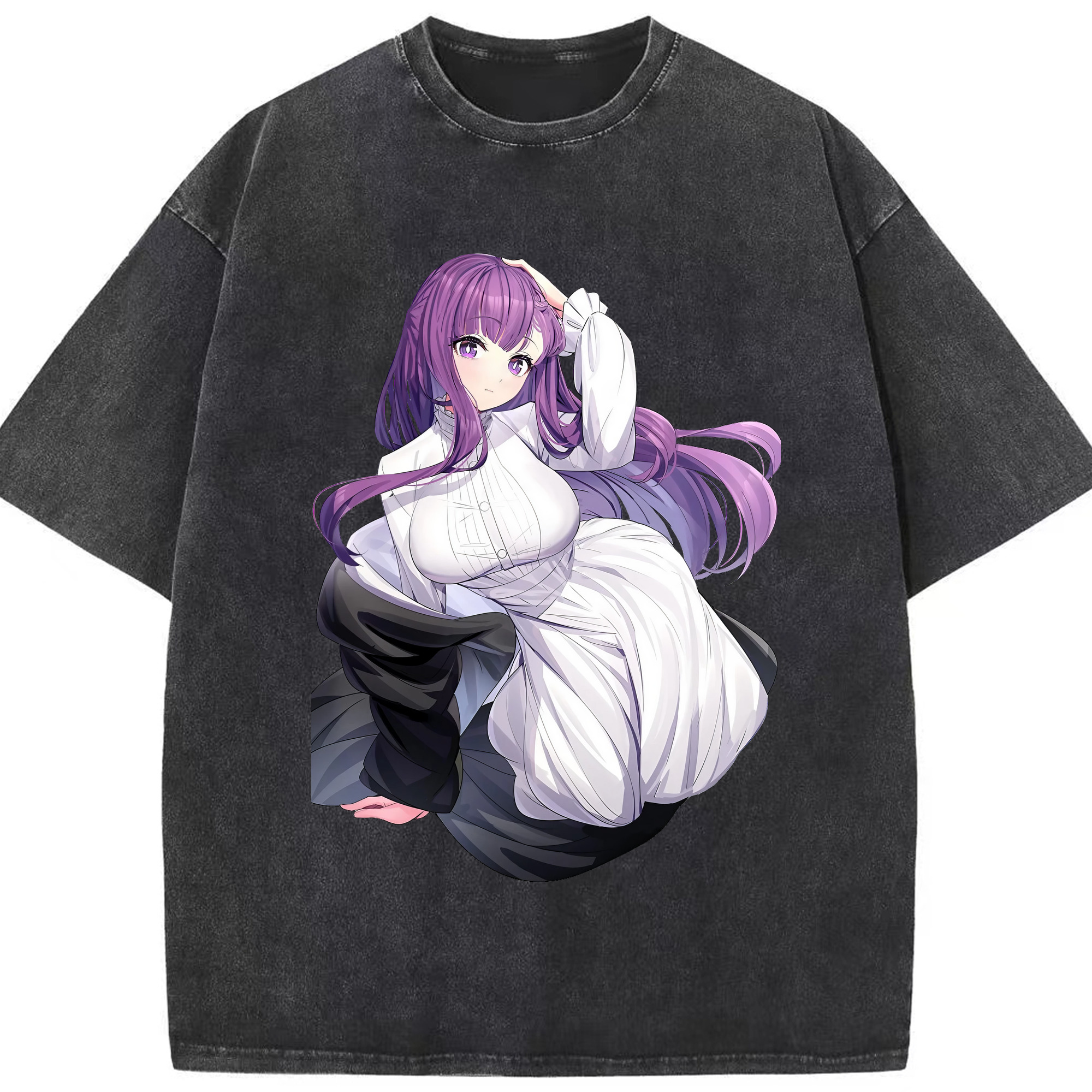（画像用） 葬送のフリーレン Frieren 綿100% ヴィンテージ風 半袖Tシャツ（フロントプリント）