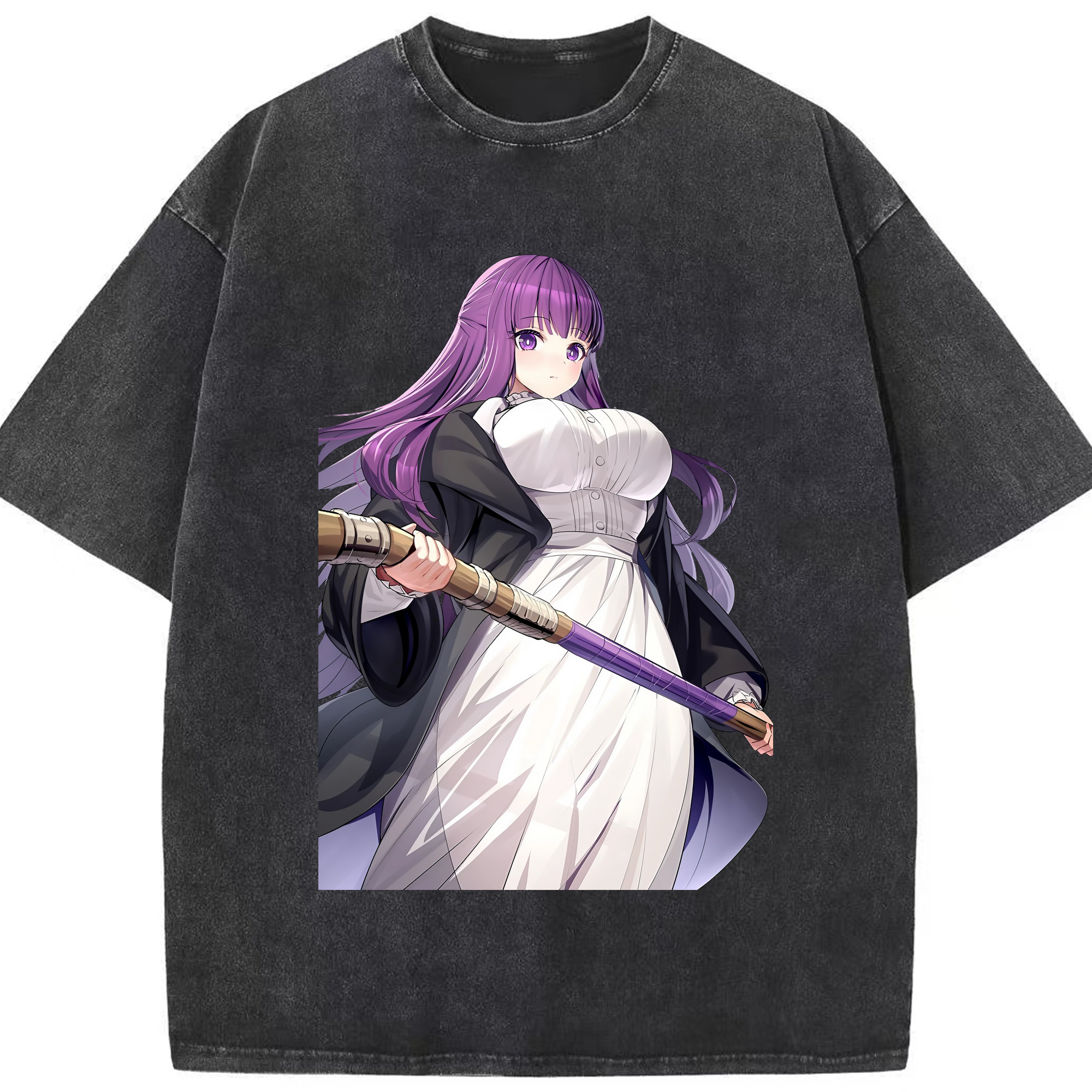 （画像用） 葬送のフリーレン Frieren 綿100% ヴィンテージ風 半袖Tシャツ（フロントプリント）